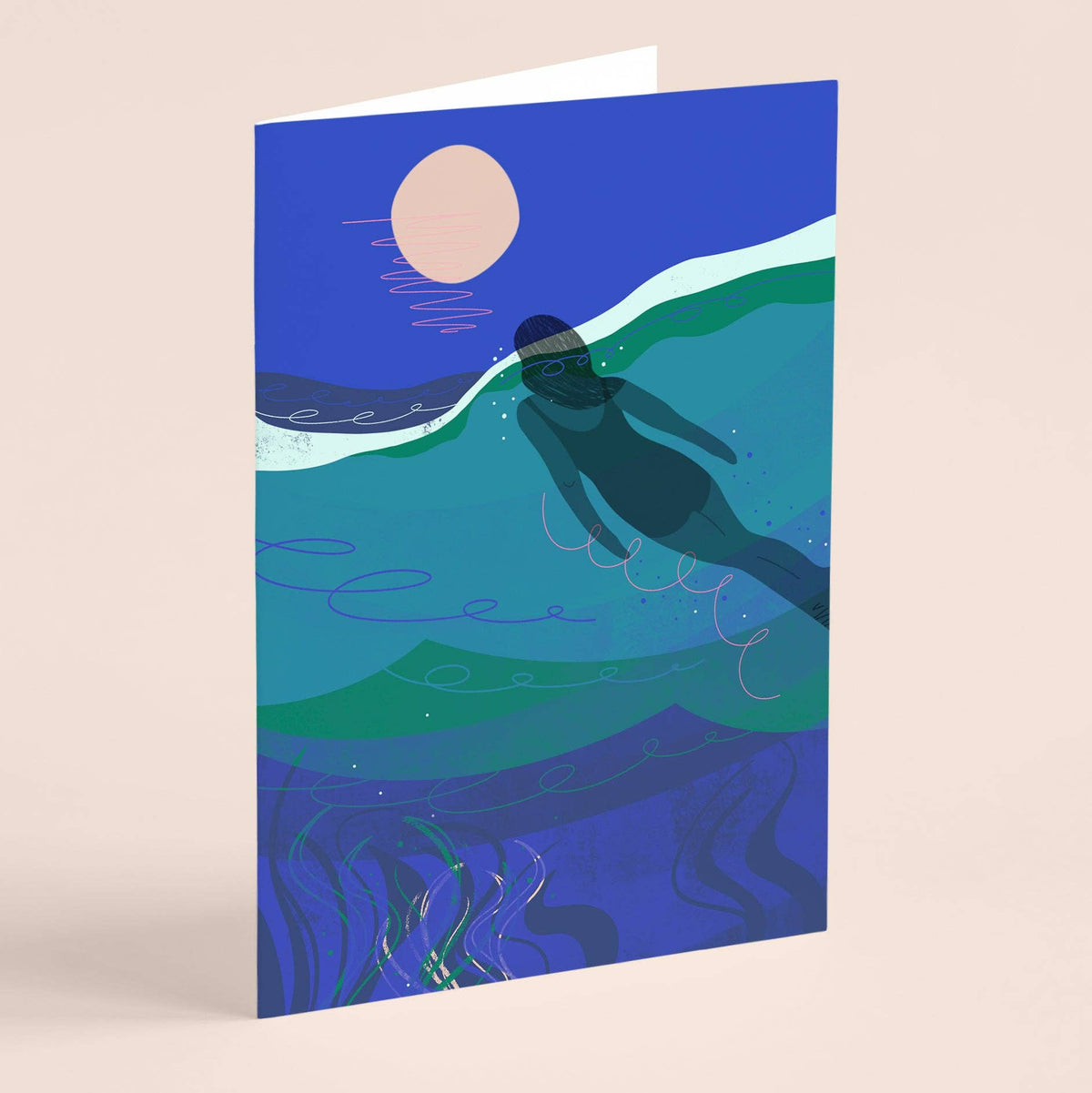 The Full Moon Swim Greeting Card