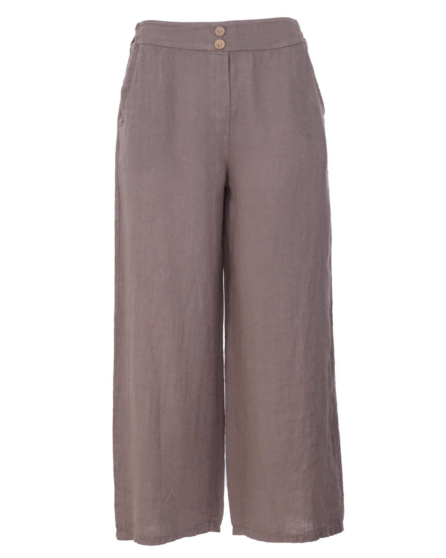 Cadenza Wide Straight Leg Linen Trousers: One Size