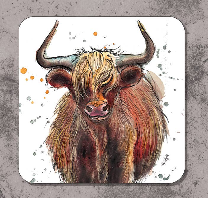 Dollyhotdogs - Highland Cow Coaster