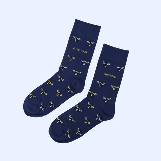 Bare Kind - Blue Small Motif Bee Socks