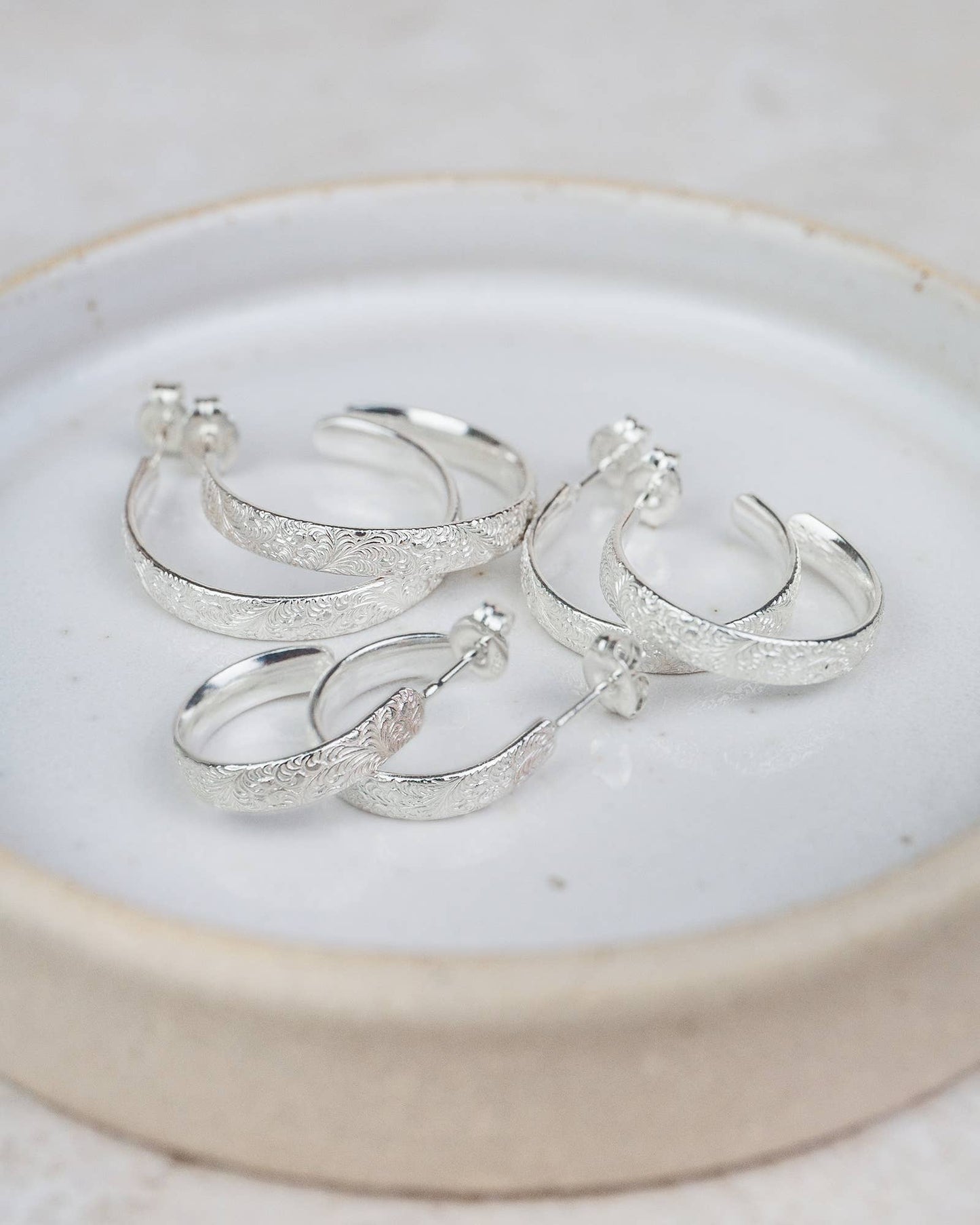 Lucy Kemp Jewellery - Sterling Silver Large Lace Hoops
