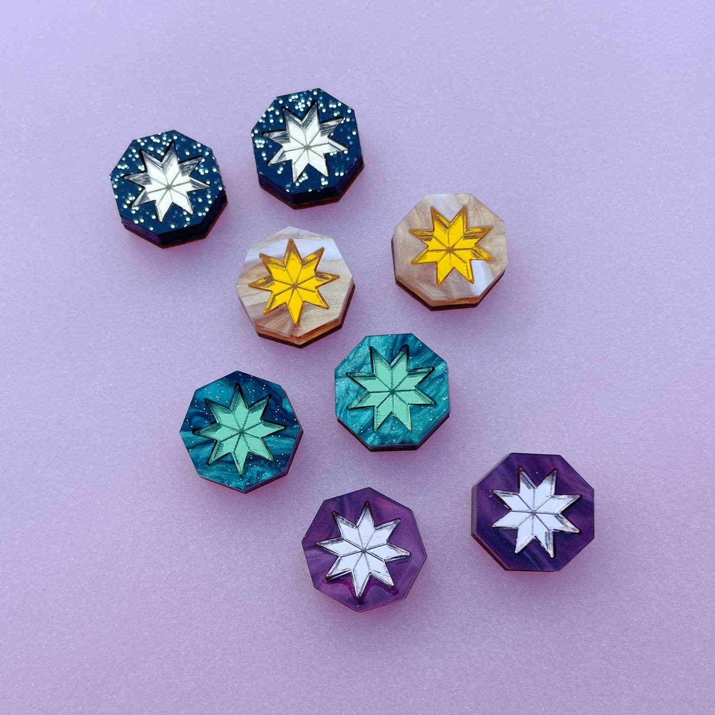 Rosa Pietsch - Seren Geo Star Stud Earrings - Black Sparkle