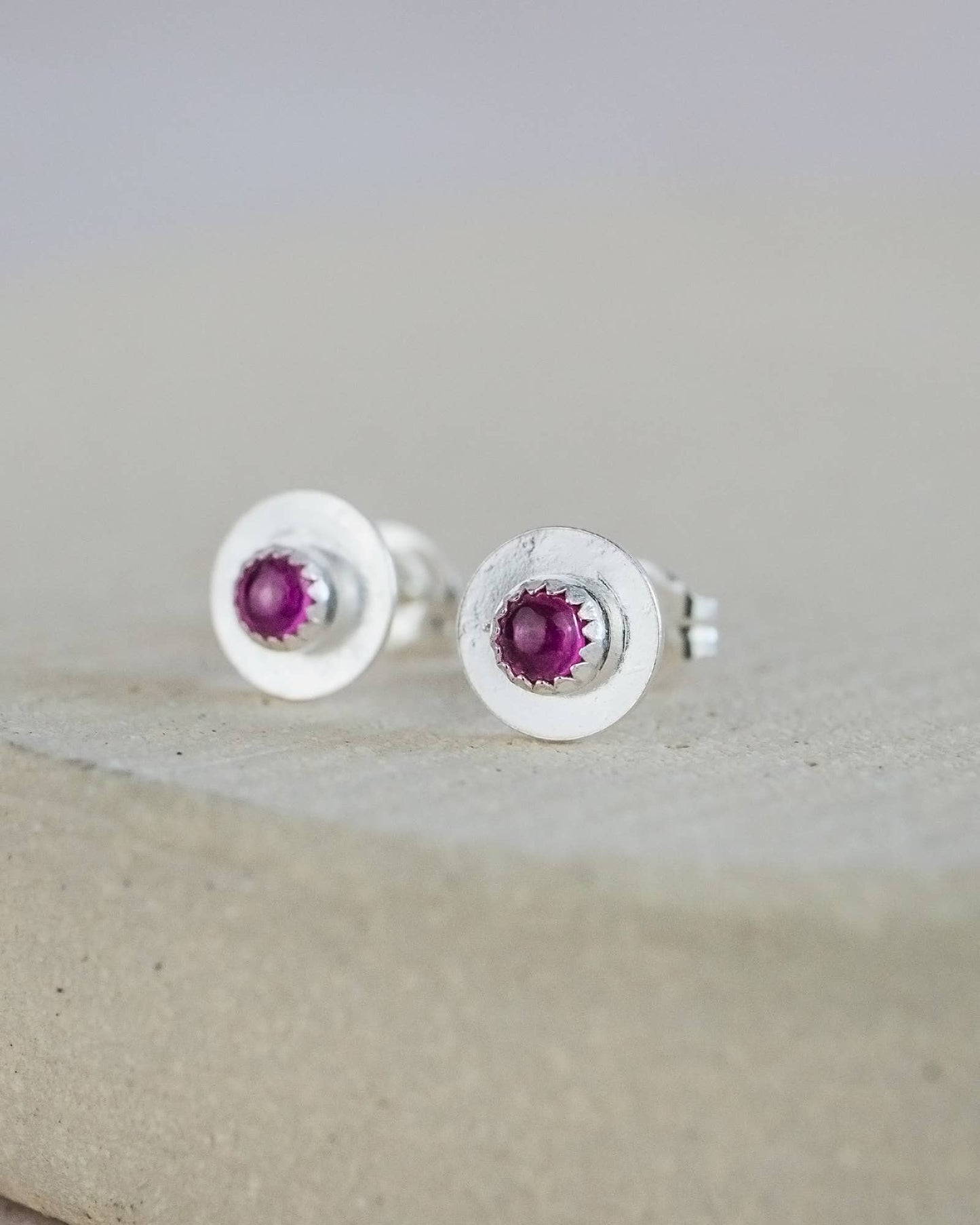 Lucy Kemp Jewellery - Sterling Silver Birthstone Disc Studs