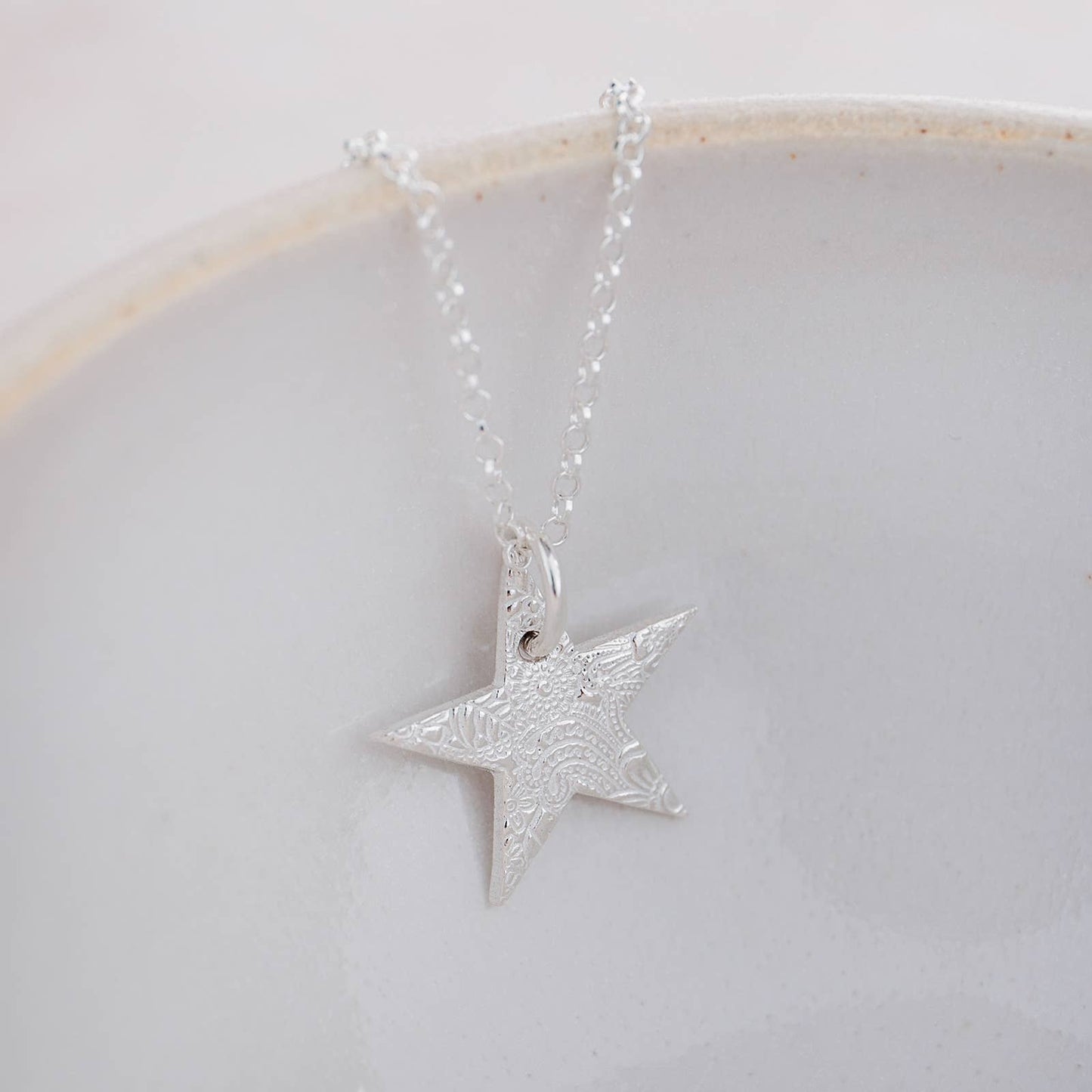 Sterling Silver Large Textured Star Pendant
