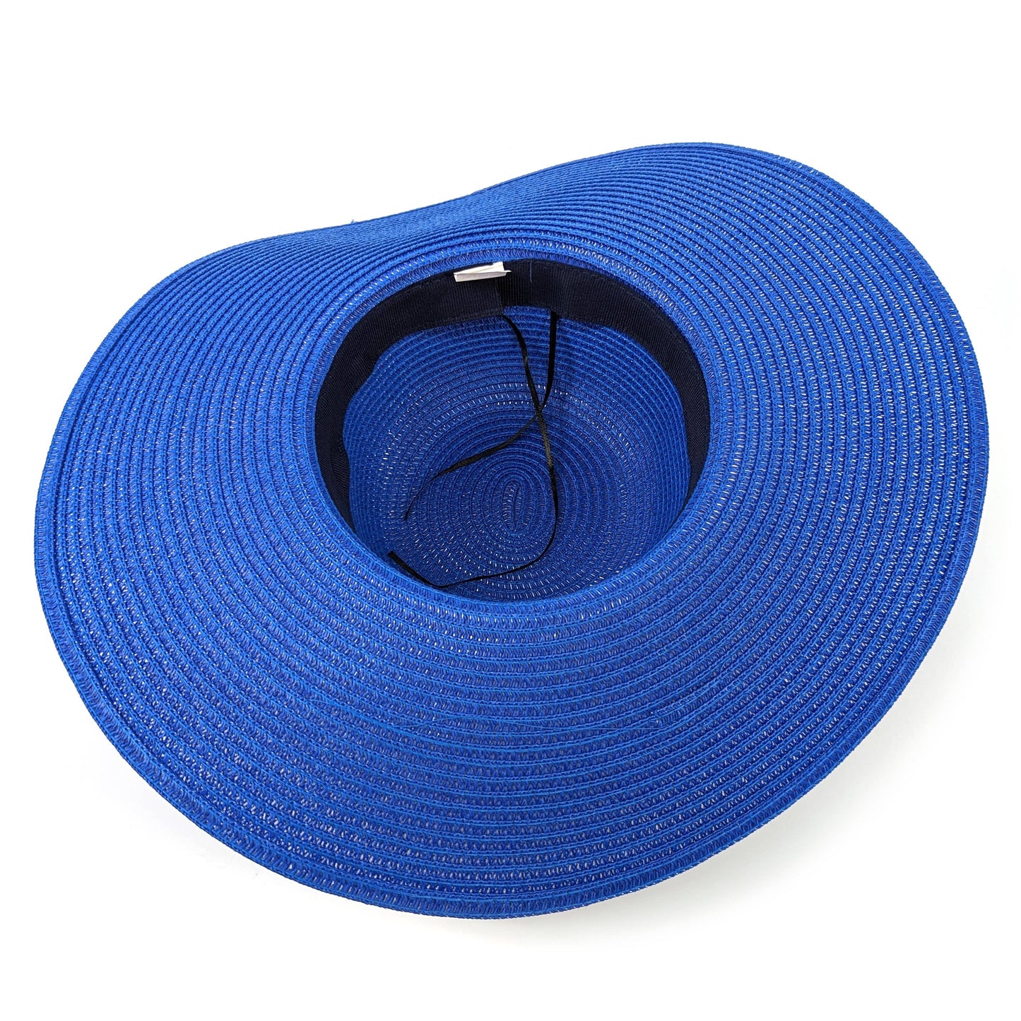 Black Ginger - Bright and Bold Wide Brim Foldable Hat - Azure Blue (57cm)