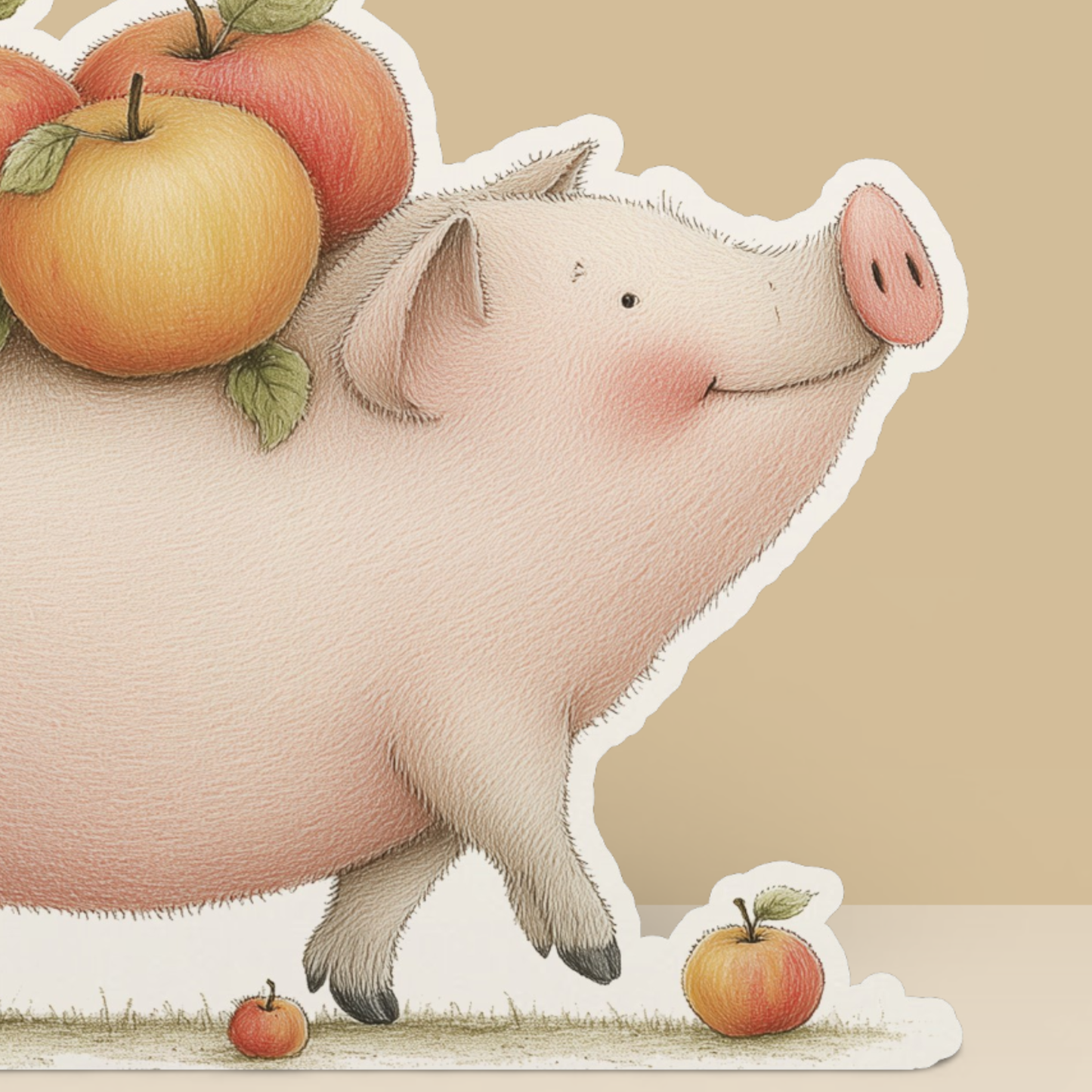 Farm Greeting Card, Die-cut: 'The Apple Pigs'