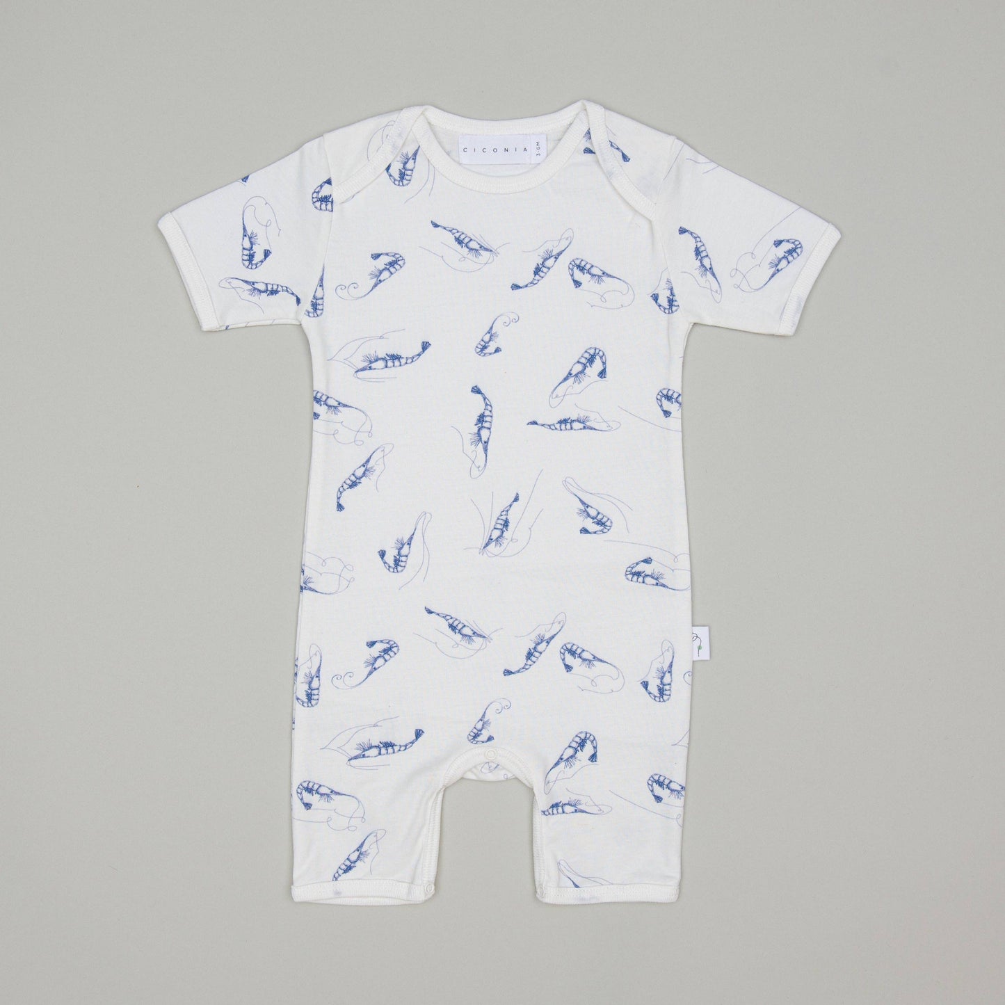 Ciconia Organics Blue Shrimp Romper: 0-3M