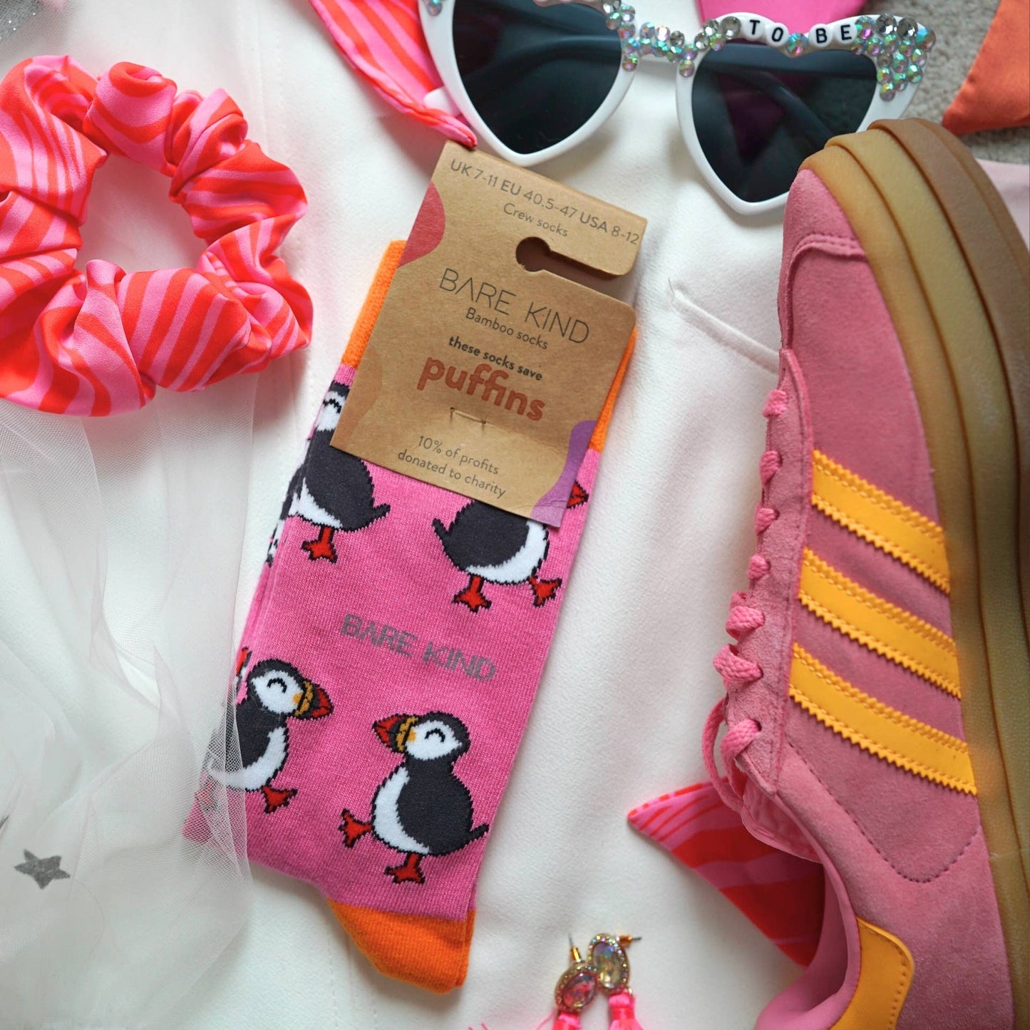Bare Kind - Pink Puffin Socks