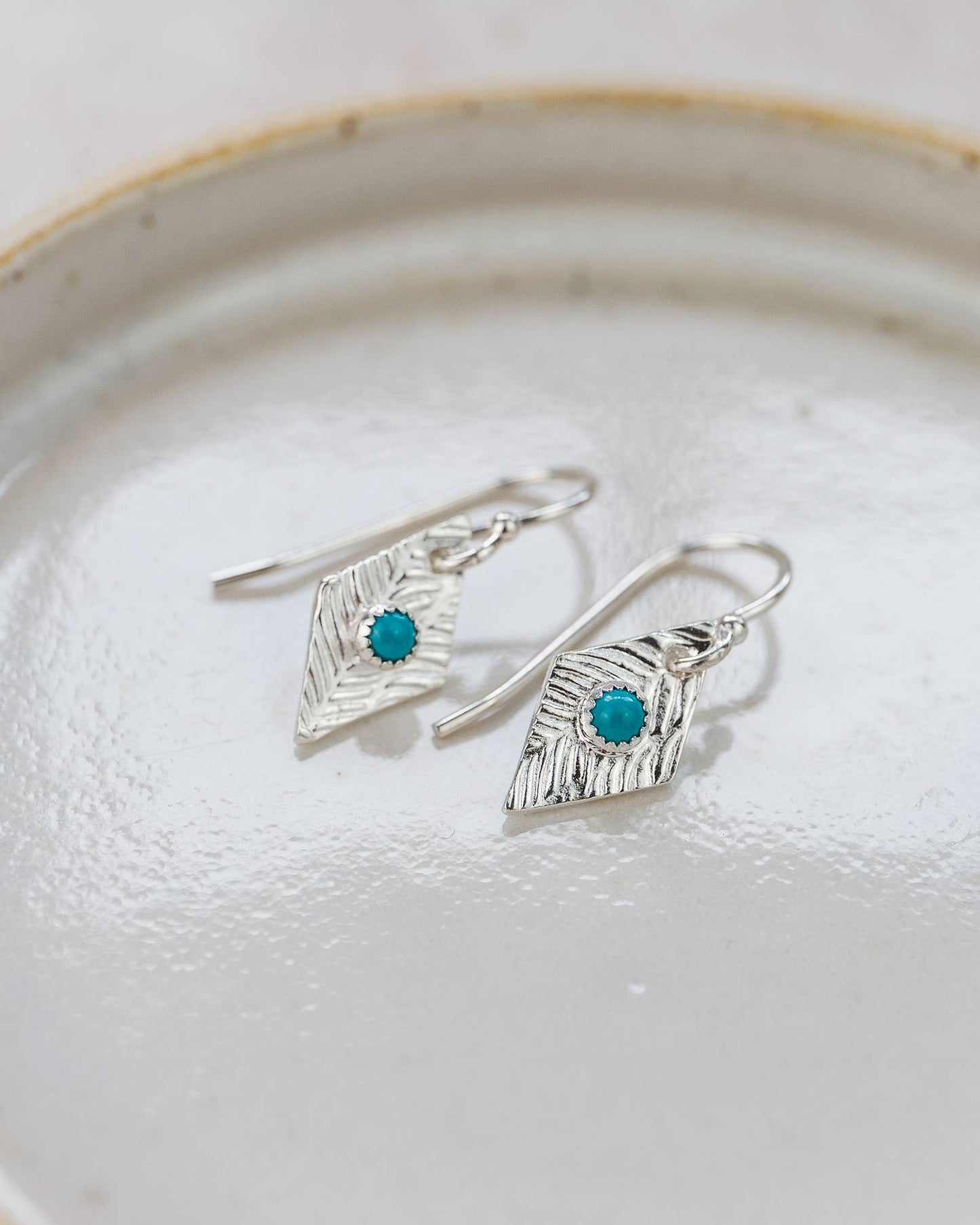 Lucy Kemp - Sterling Silver Diamond & Turquoise Earring