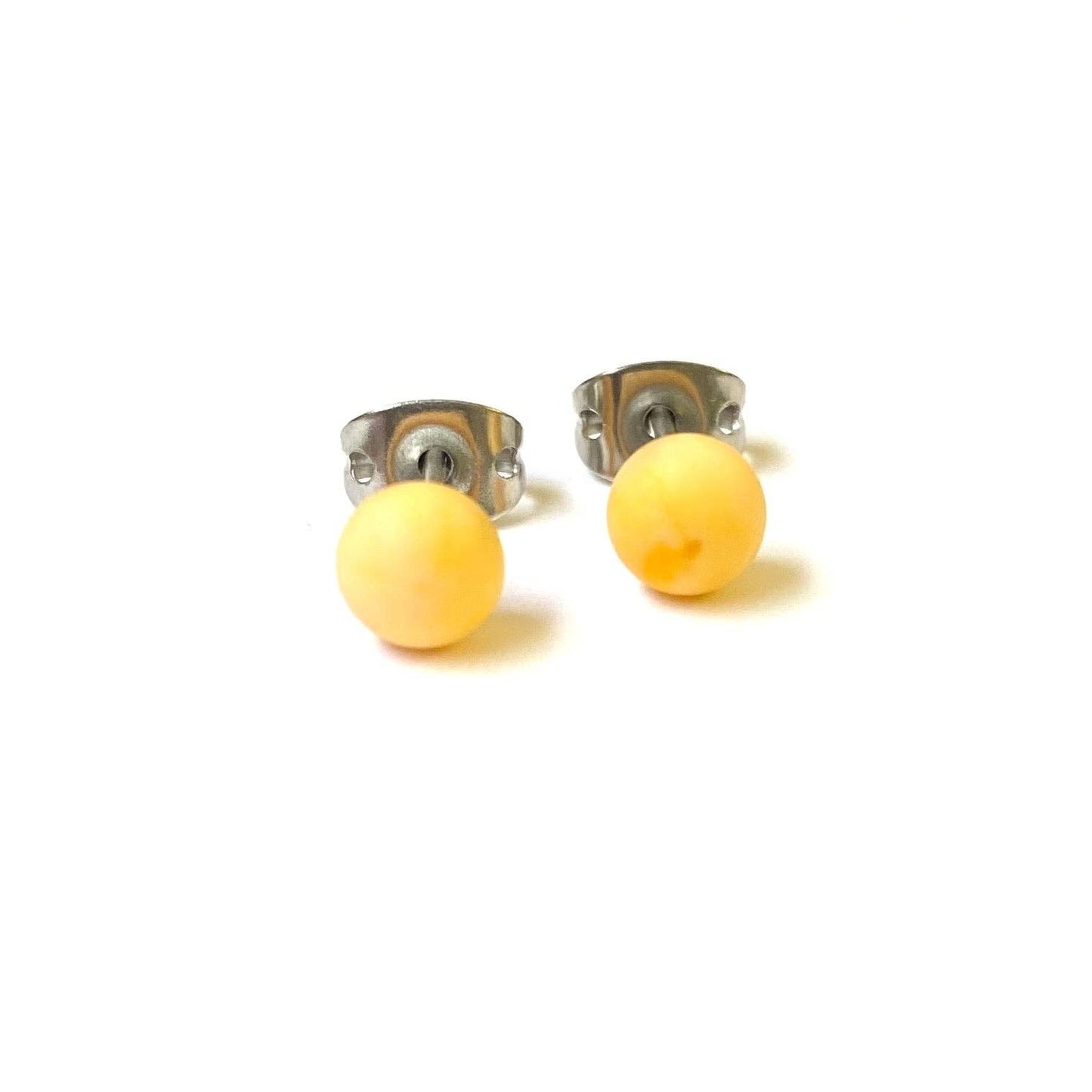Helen Chalmers - Frosted Lemon Handmade Glass Mini Stud Earrings