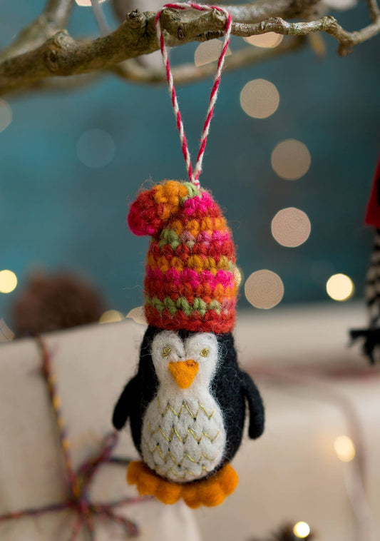 Namaste - Felt Penguin in Woolly Hat