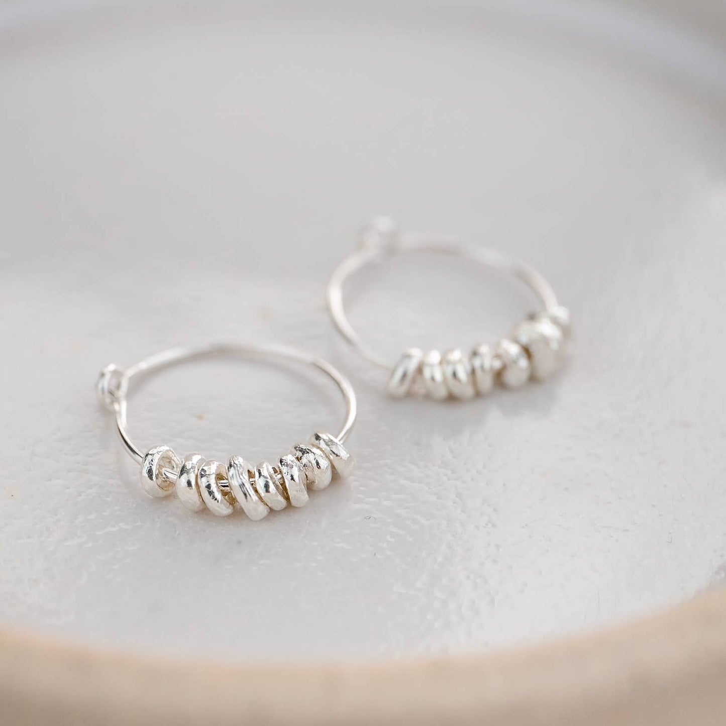 Lucy Kemp Jewellery - Sterling Silver Nugget Hoops