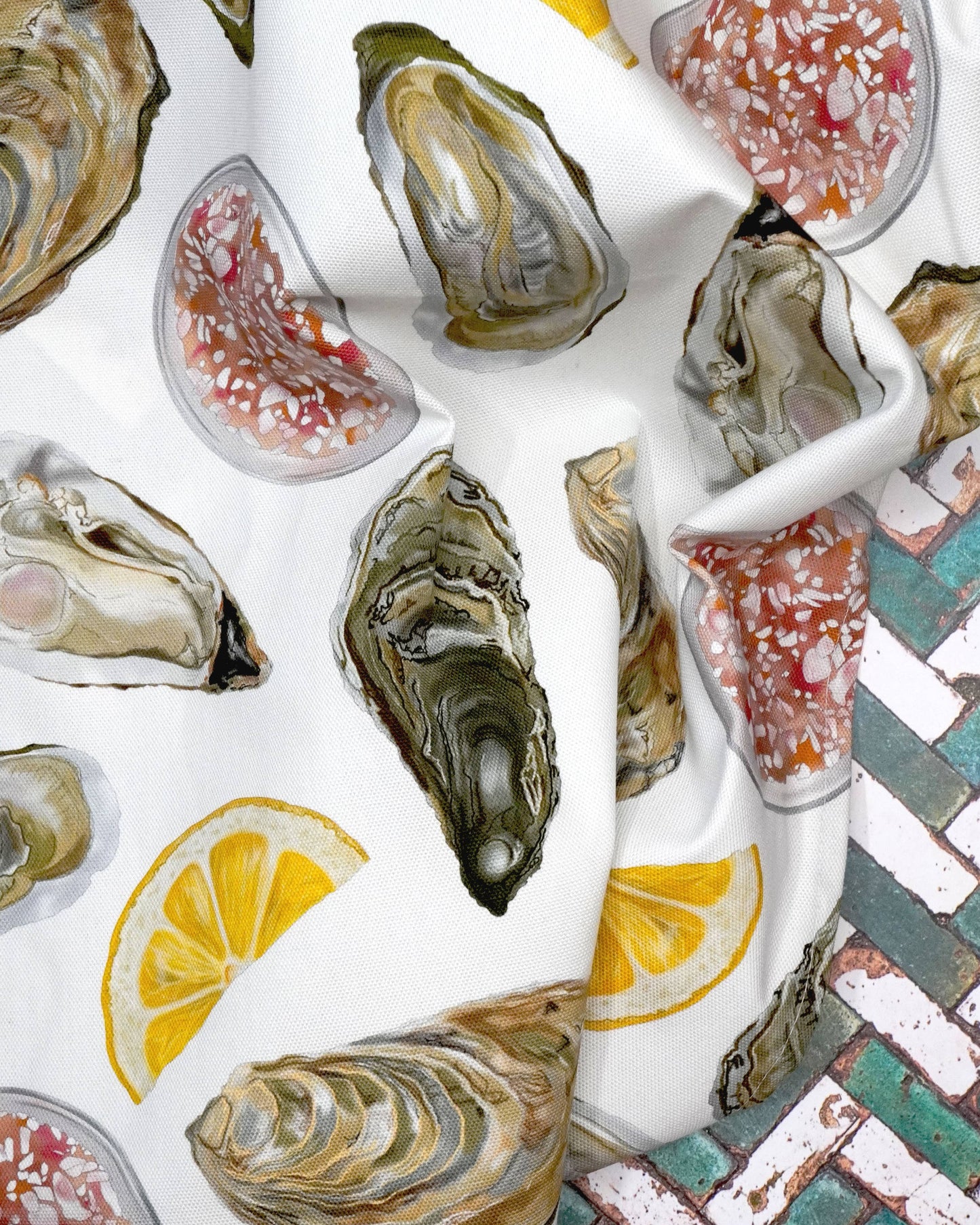 Oyster Tea Towel - British Made - 100% Cotton - Seaside