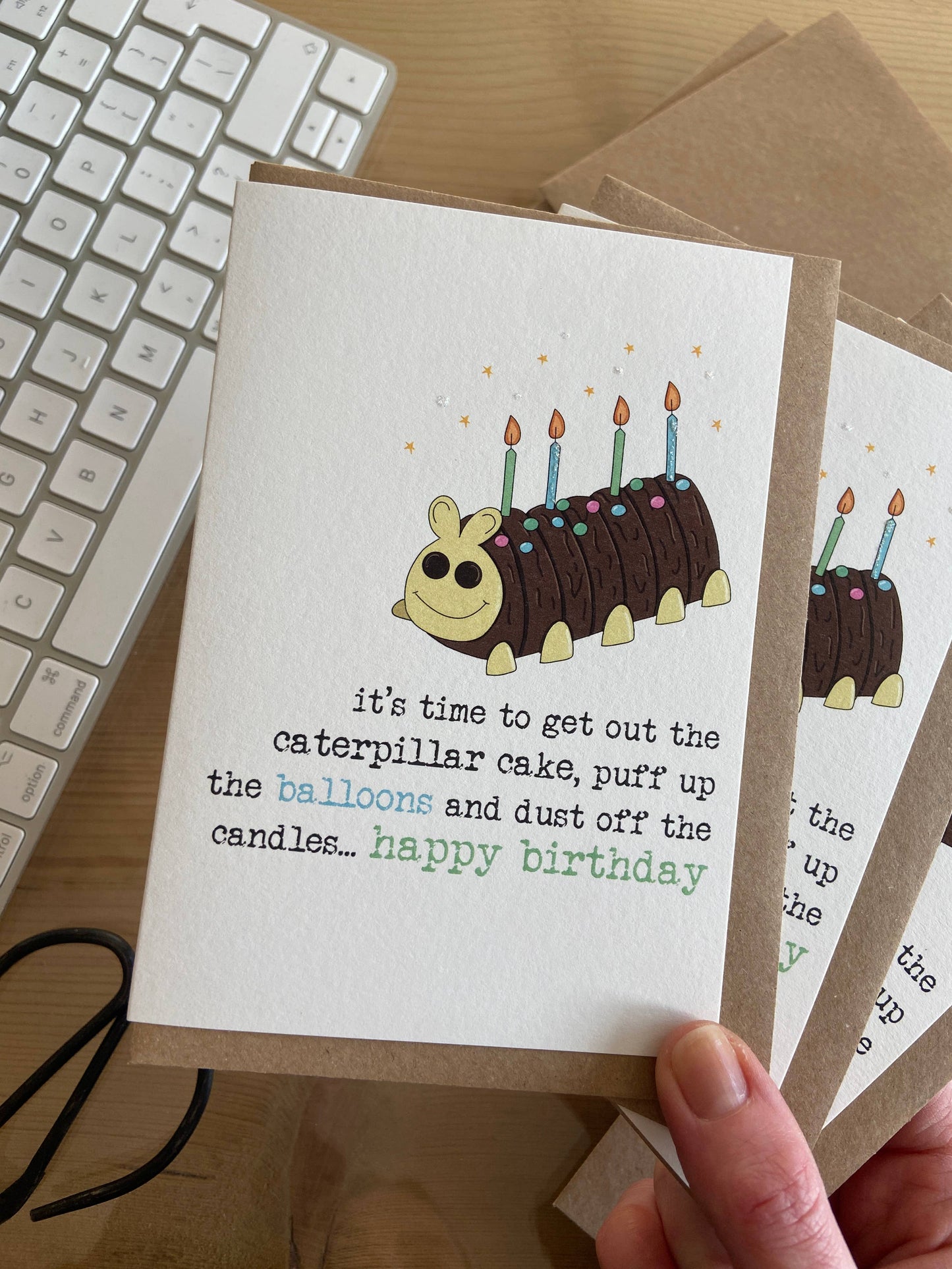 Caterpillar Cake - Humorous Greetings Card