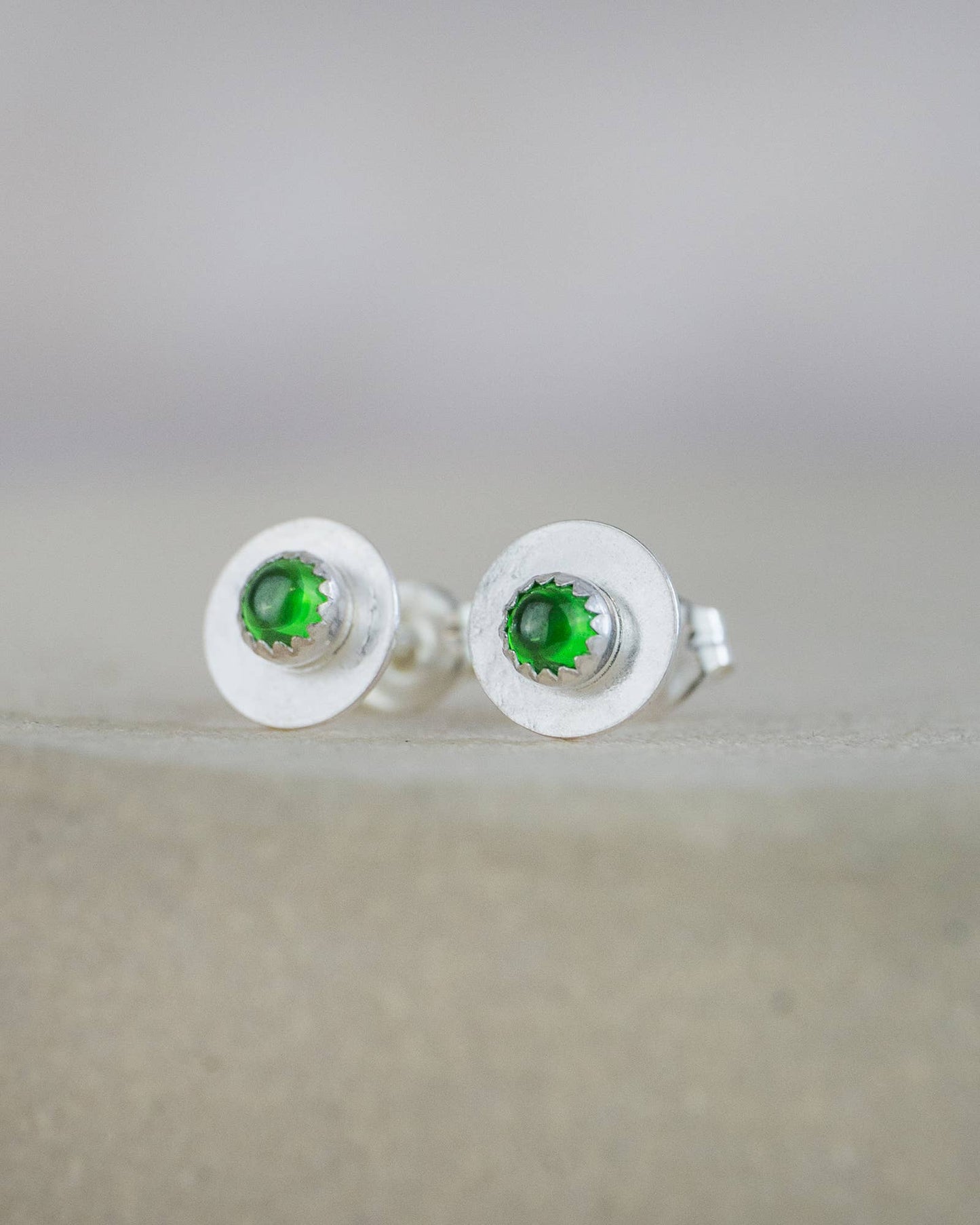 Lucy Kemp Jewellery - Sterling Silver Birthstone Disc Studs