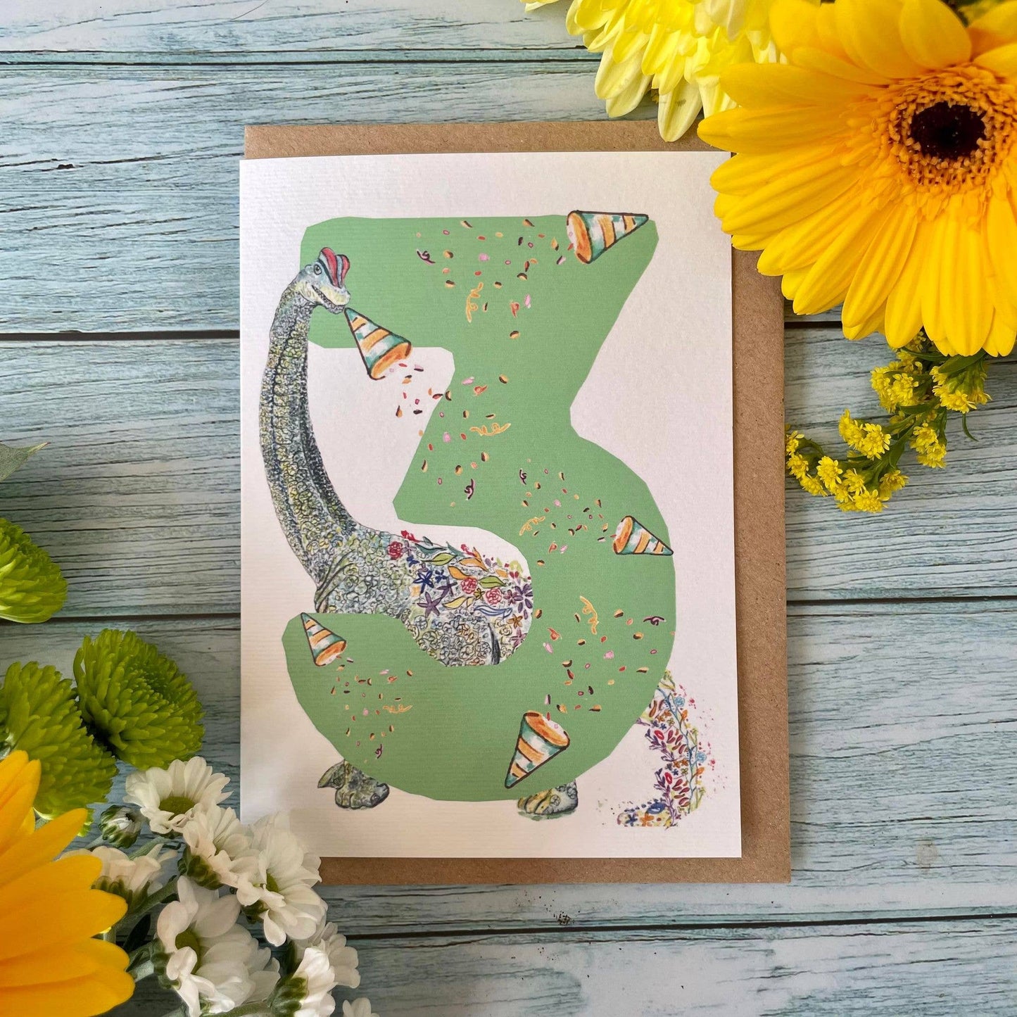 Jen Winnett Eco Artist - Number 3 Children's Birthday Card