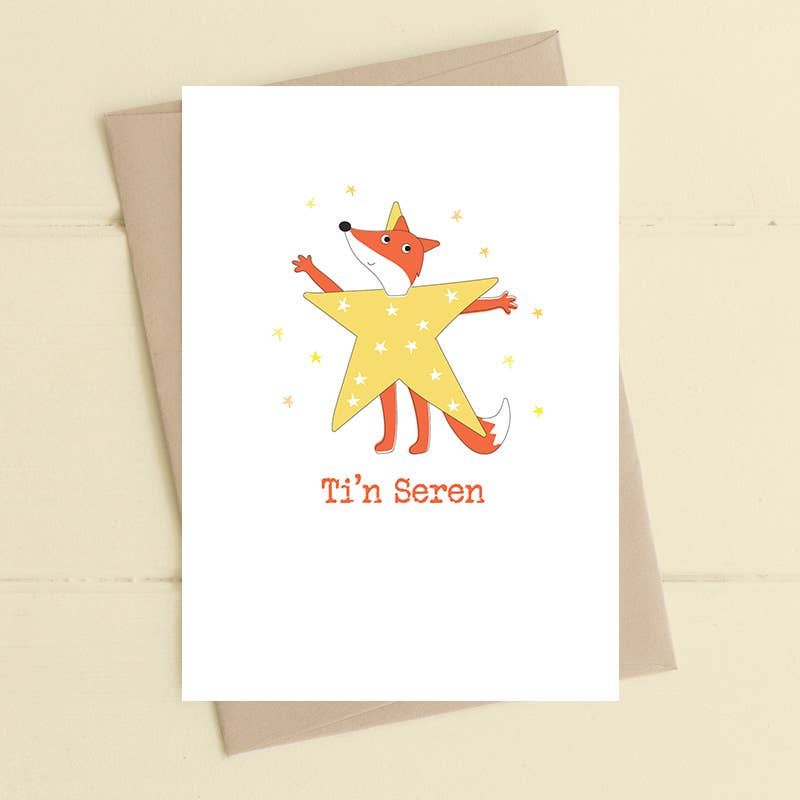 Ti'n Seren (You are a star) Fox WELSH Card