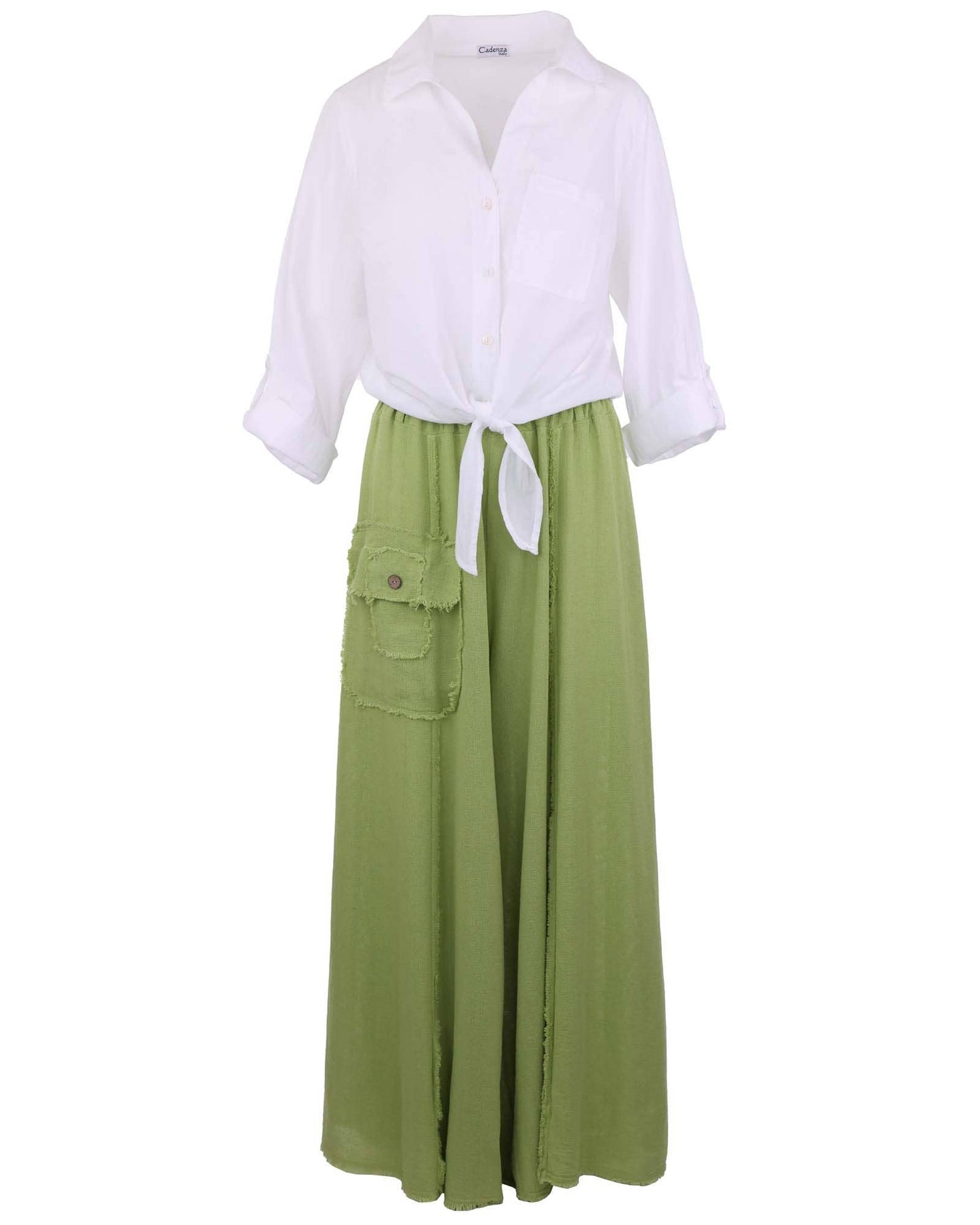 Cadenza Italy Ltd - Linen and Cotton Blend Distressed Trousers