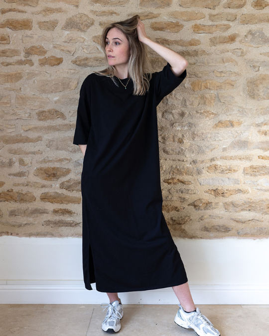 Ivy Megan Organic Cotton Black Midi Dress