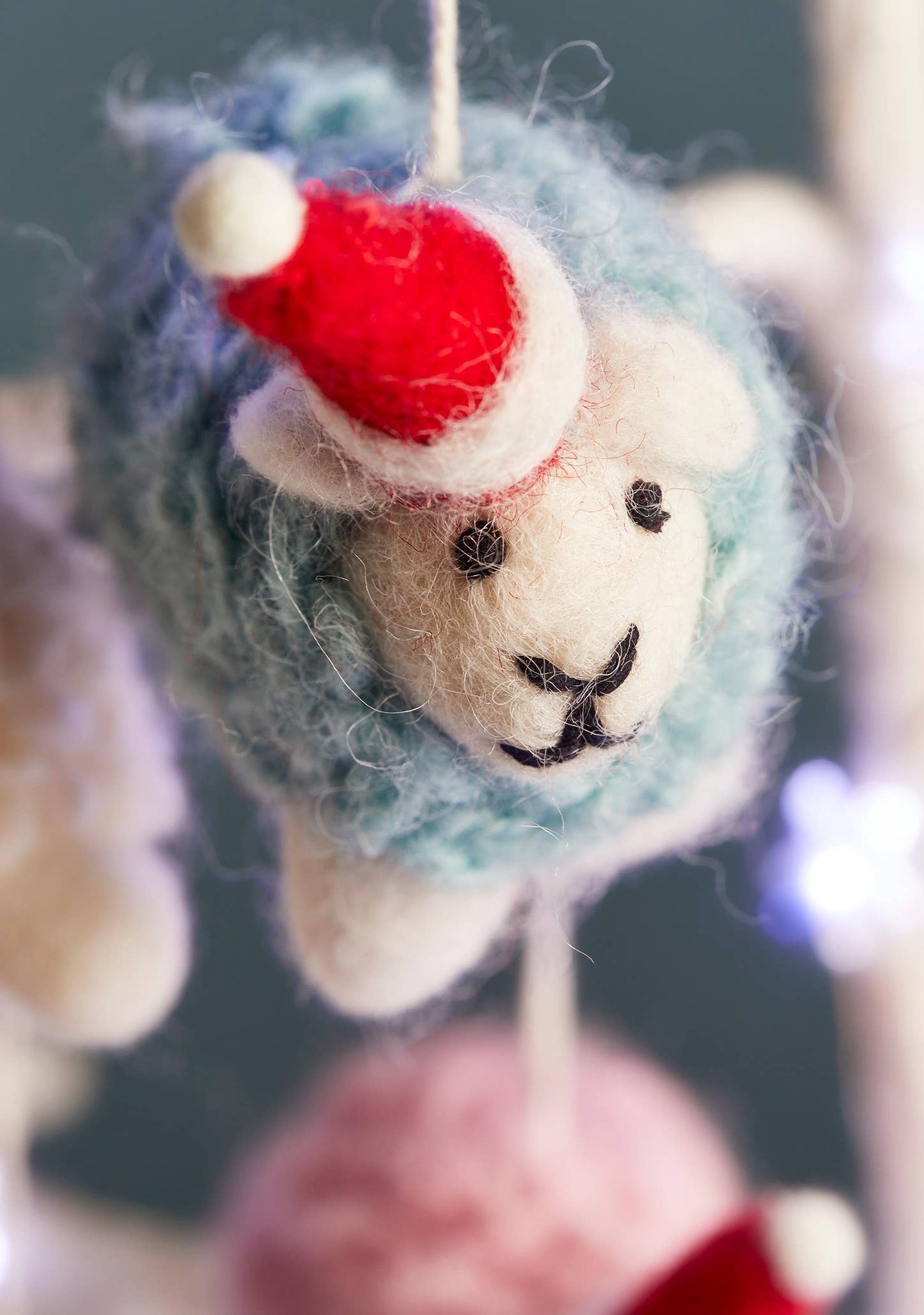 Namaste - Woolly Felt Sheep in Santa Hat