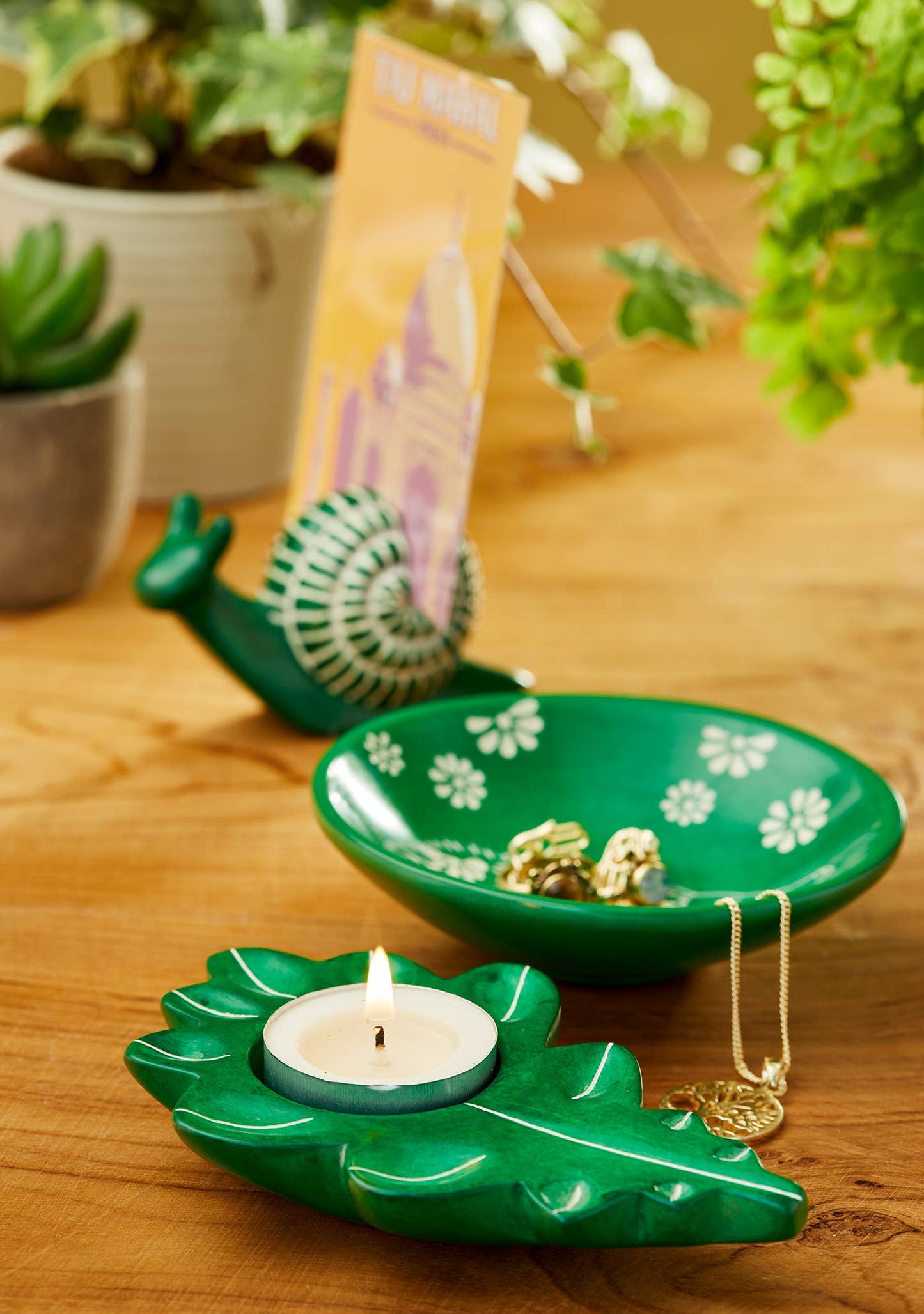 Namaste - Woodland Trinket Dish Hedgehog - Green