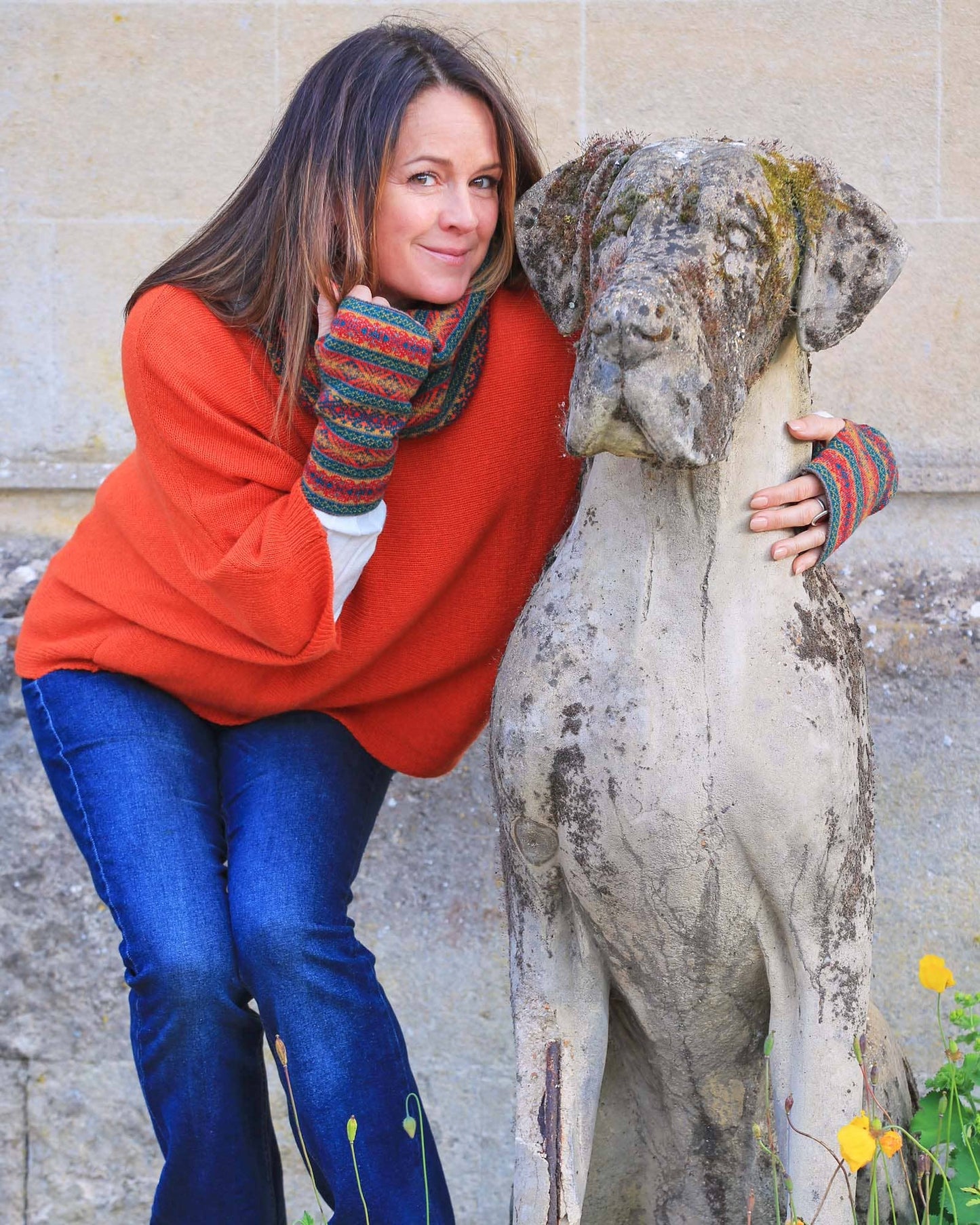 Cadenza Italy Ltd - Cashmere Blend Fairisle Wrist Warmers