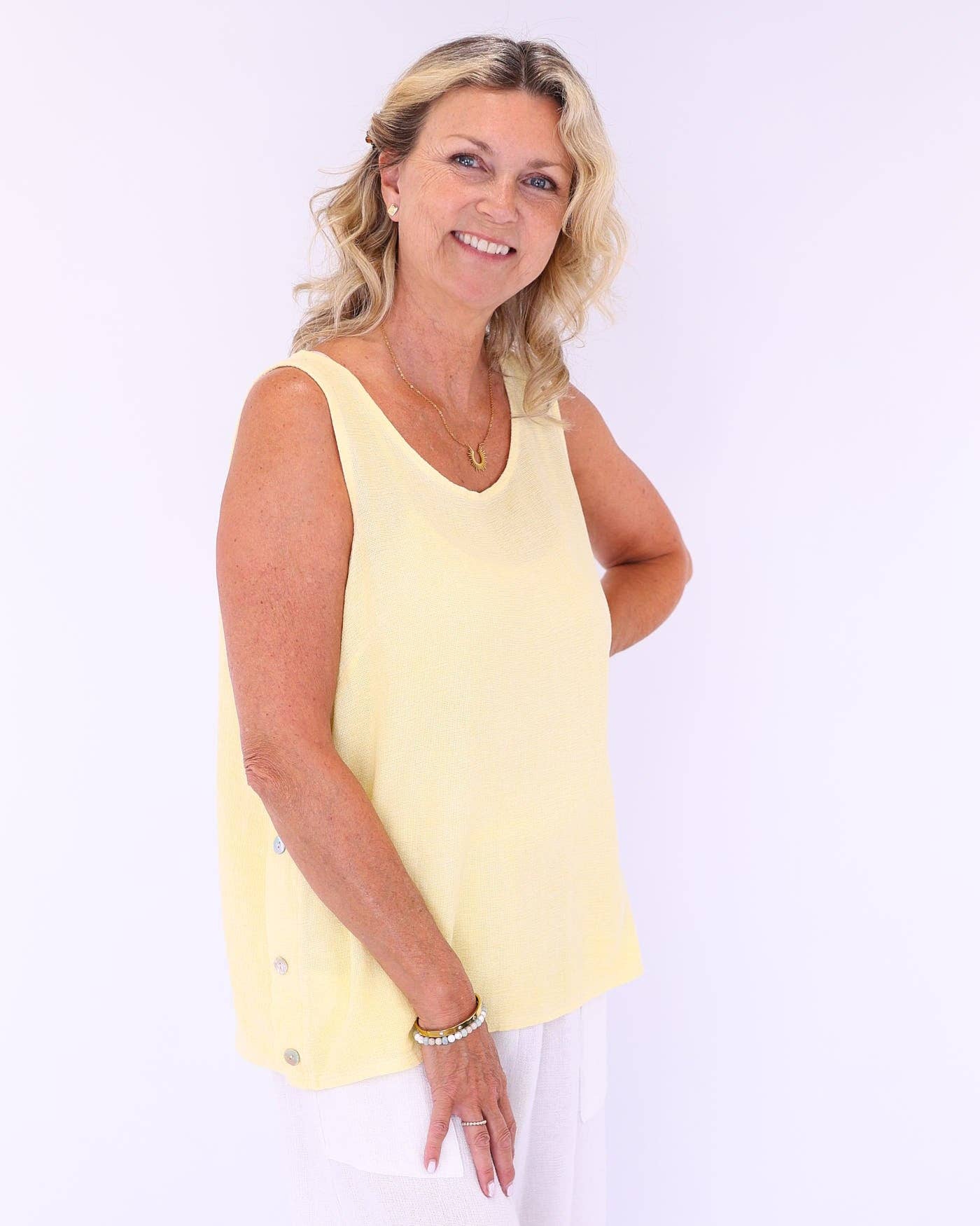 Cadenza - Linen and Cotton Blend Sleeveless Top