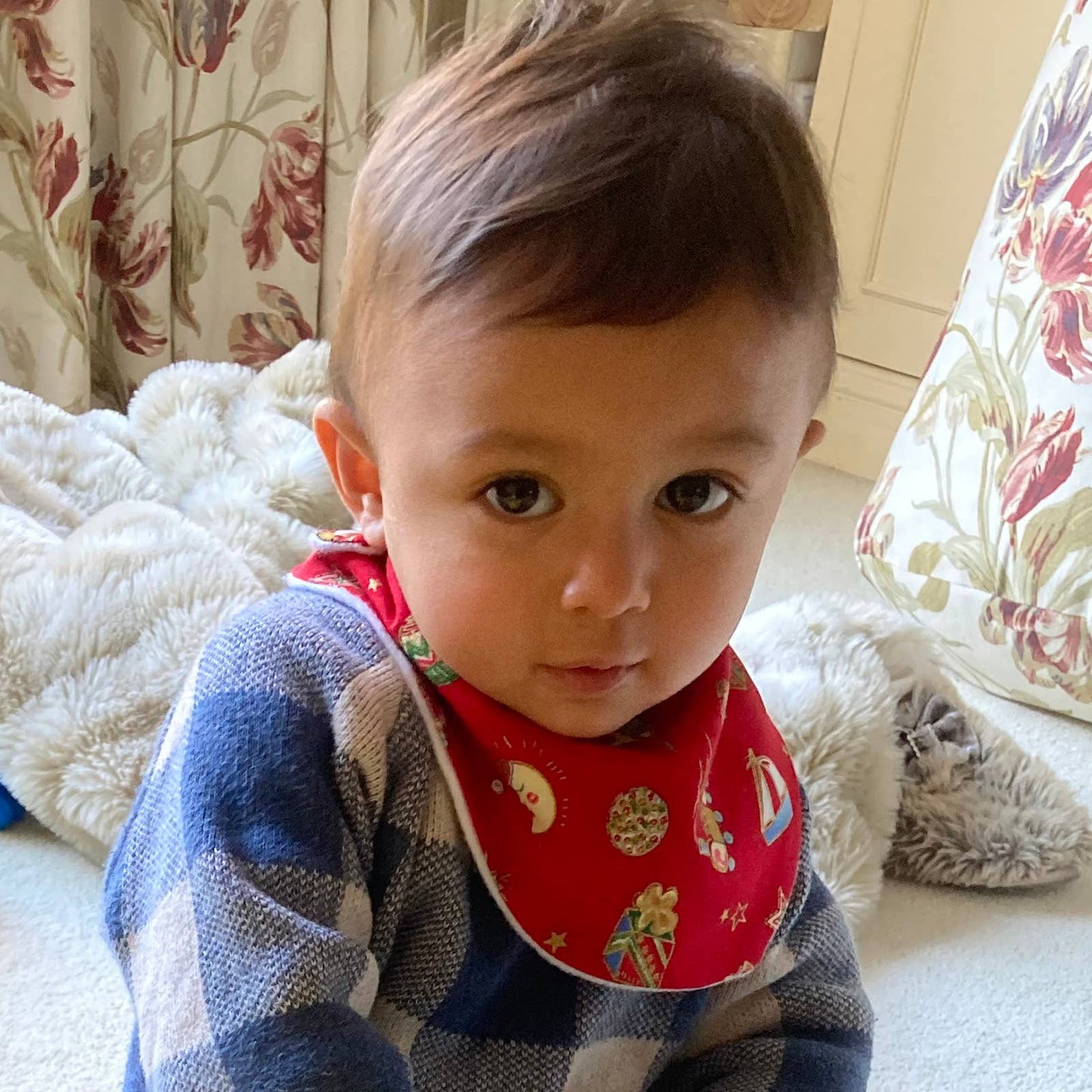 Red Dribble bib for babies
