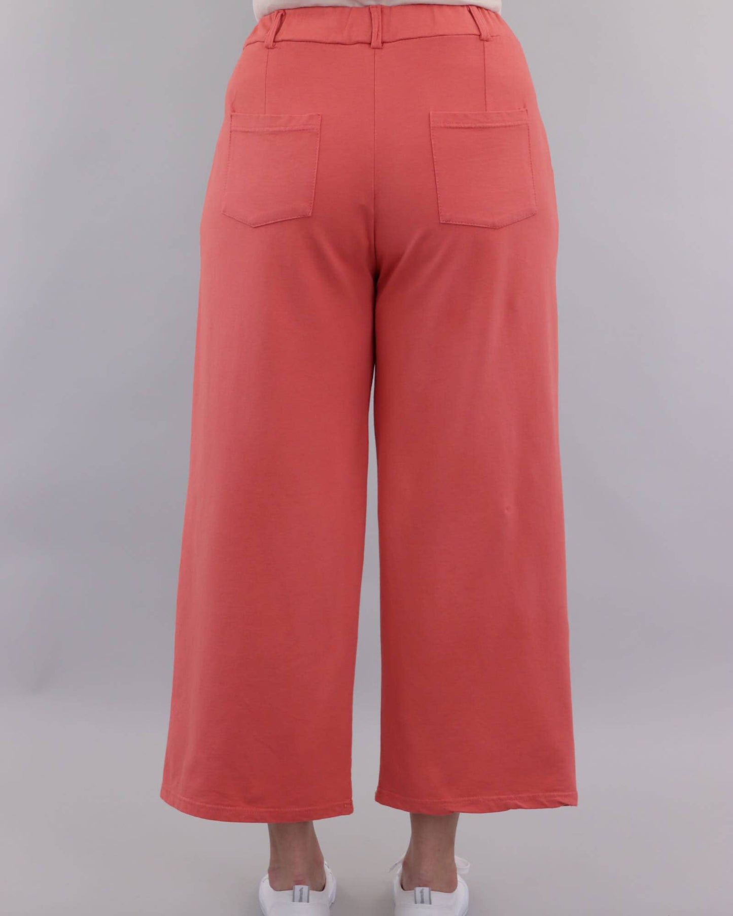 Cadenza Wide Leg Cotton Jersey Trousers: Pink Peppercorn / Small