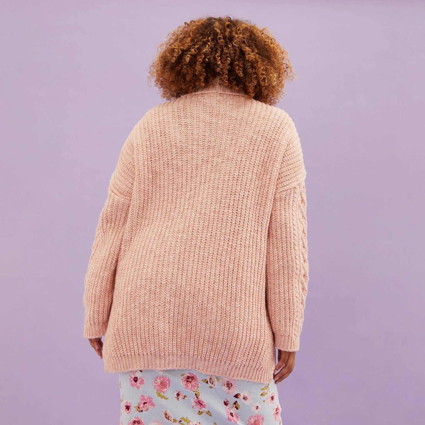 Cara & The Sky - Emily Cable Roll Neck Sweater - Dusky Pink