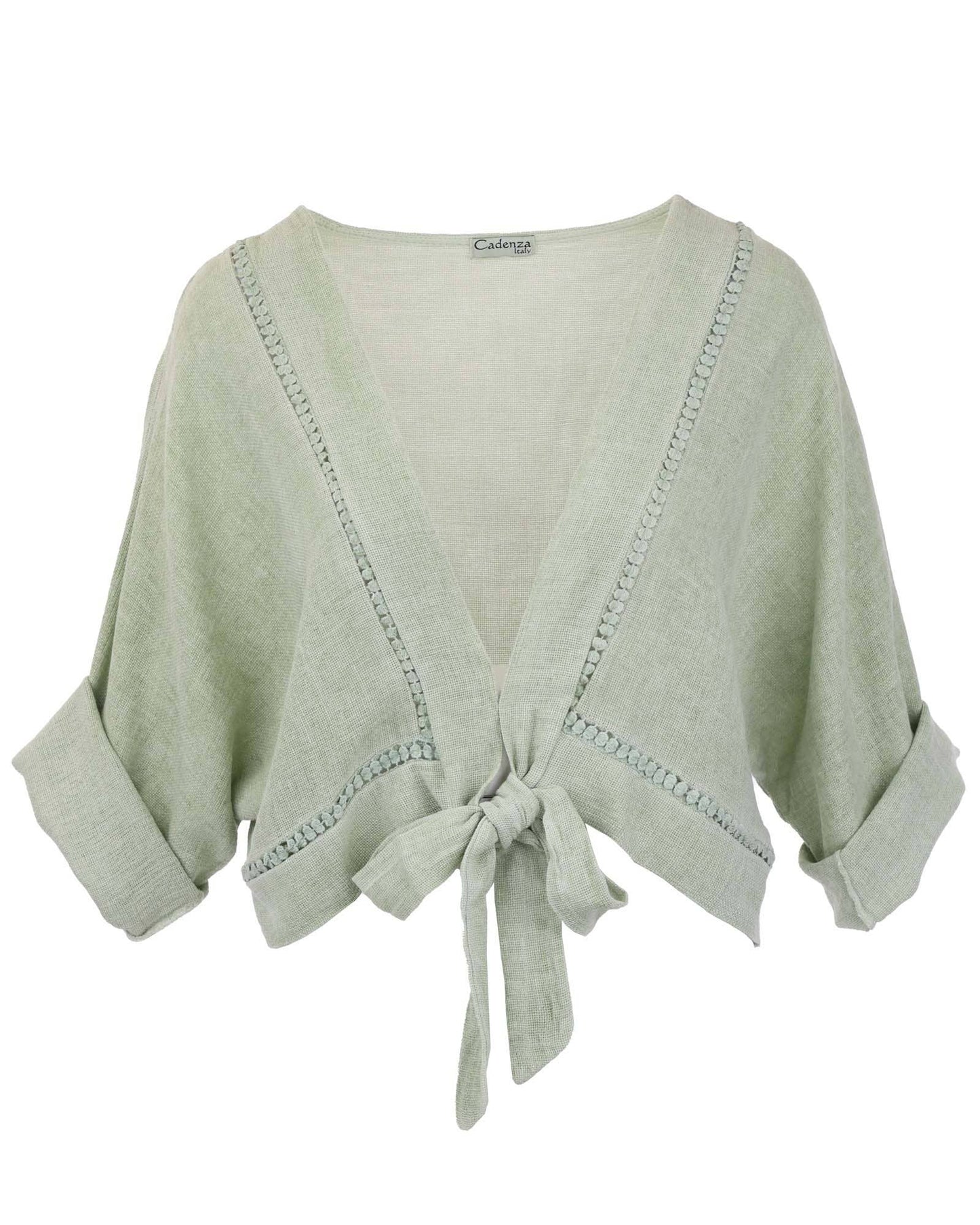 Cadenza Italy Ltd - Linen and Cotton Blend Tie Front Jacket