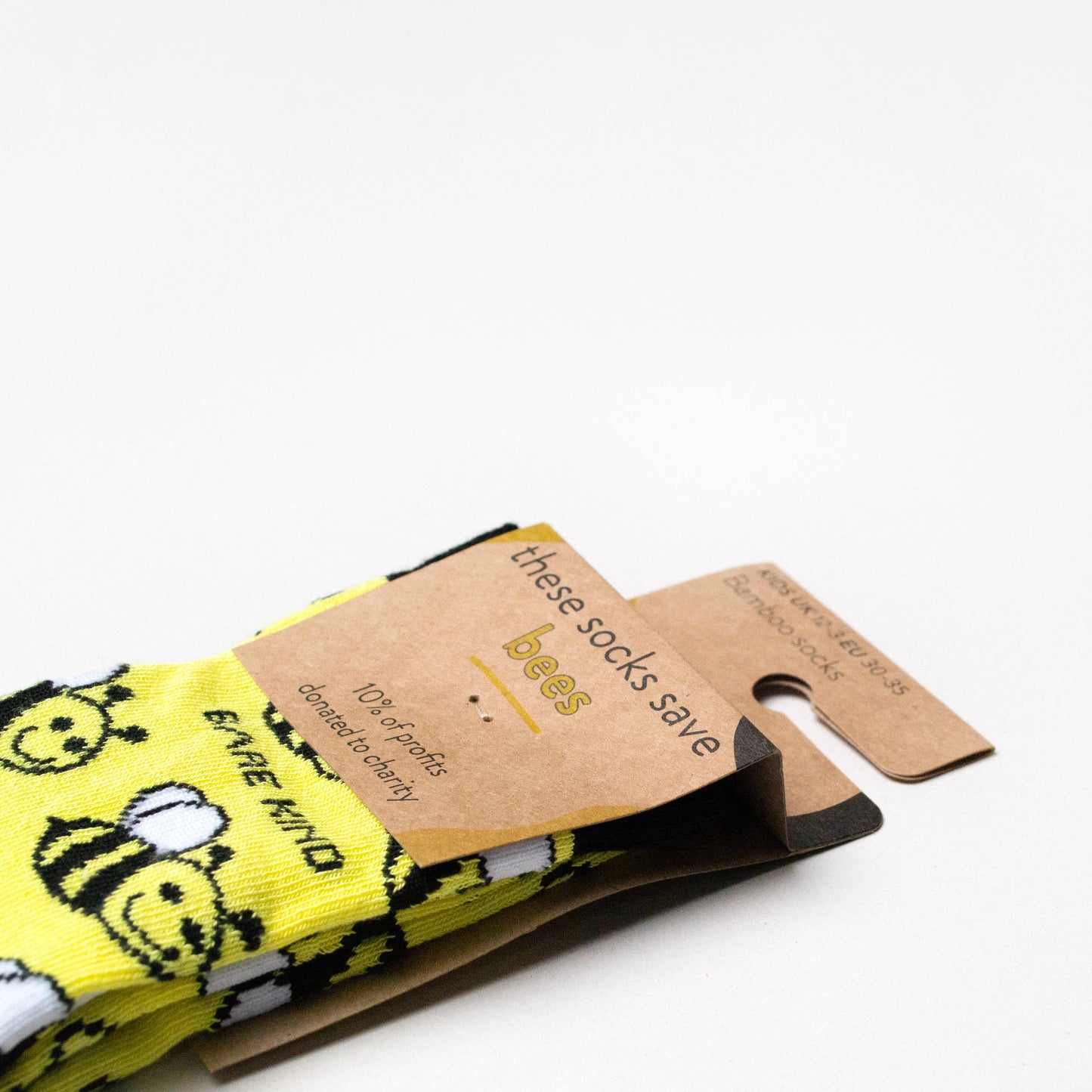 Bare Kind - Bee Socks | Child Bamboo Socks | Yellow Socks: Single Pair / Bees / Age 9-12yrs | UK Size Kids 12-3