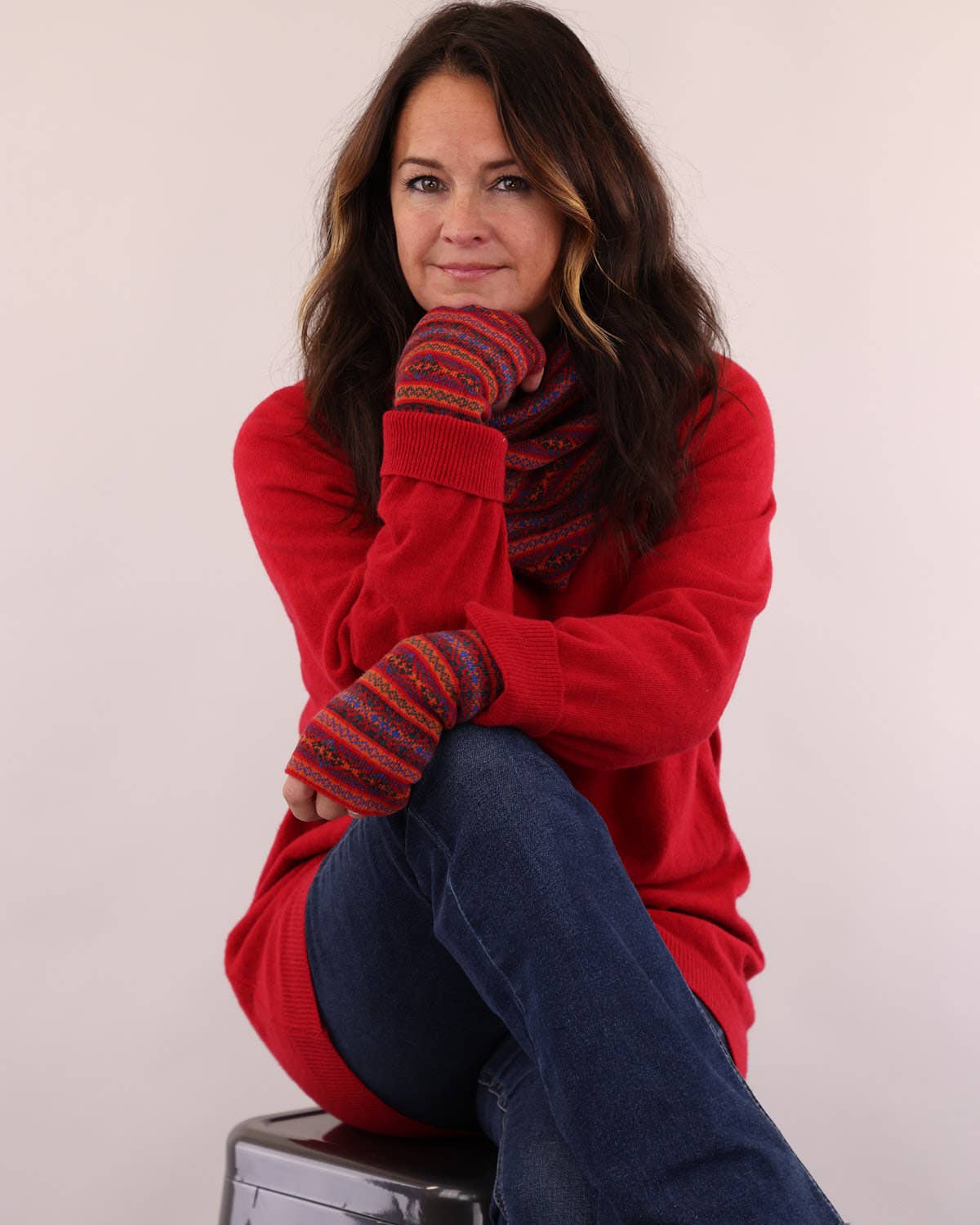 Cadenza Italy Ltd - Cashmere Blend Fairisle Wrist Warmers