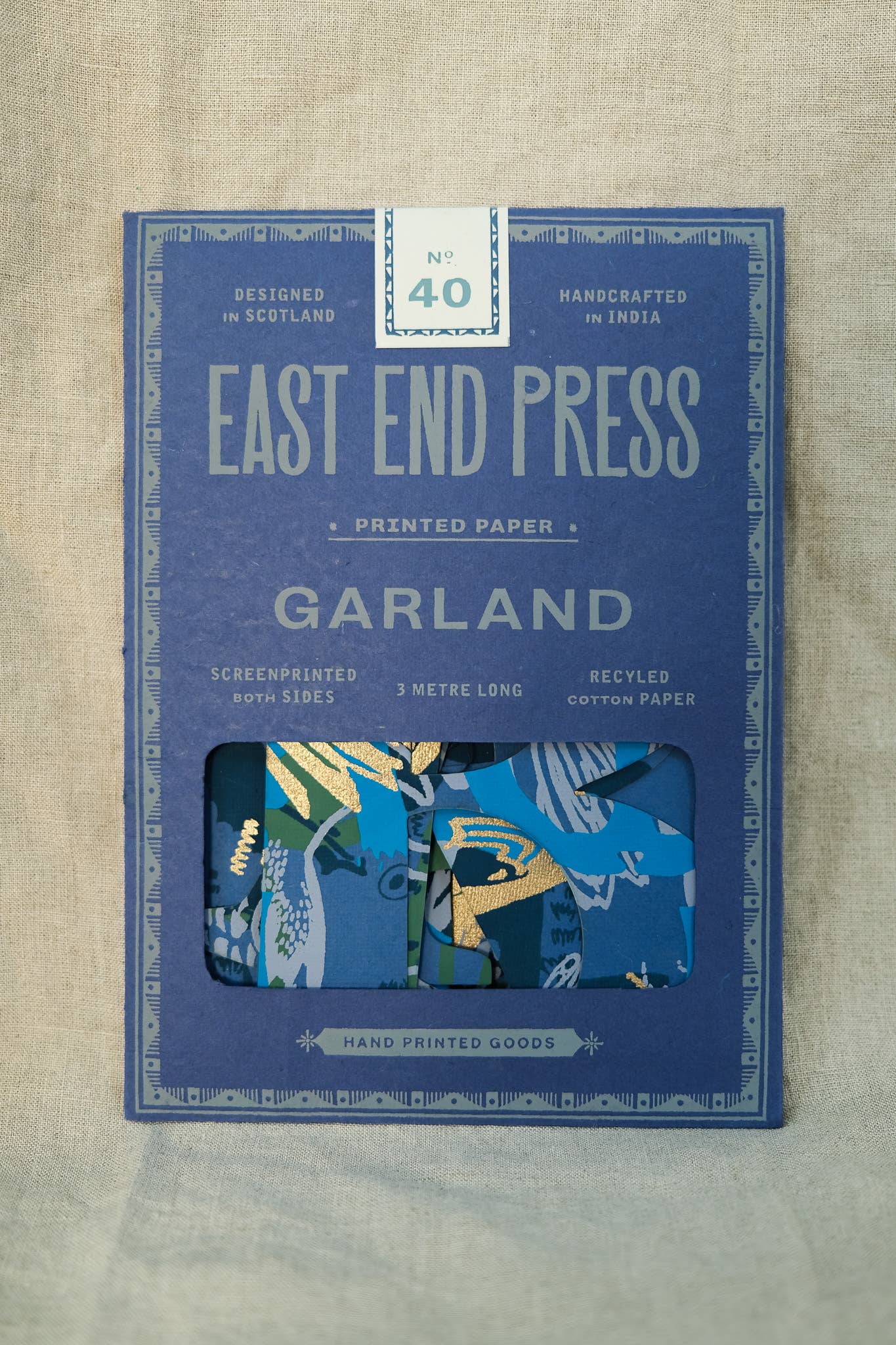 East End Press Happy Birthday - Recycled Blue Mix Sewn Garland