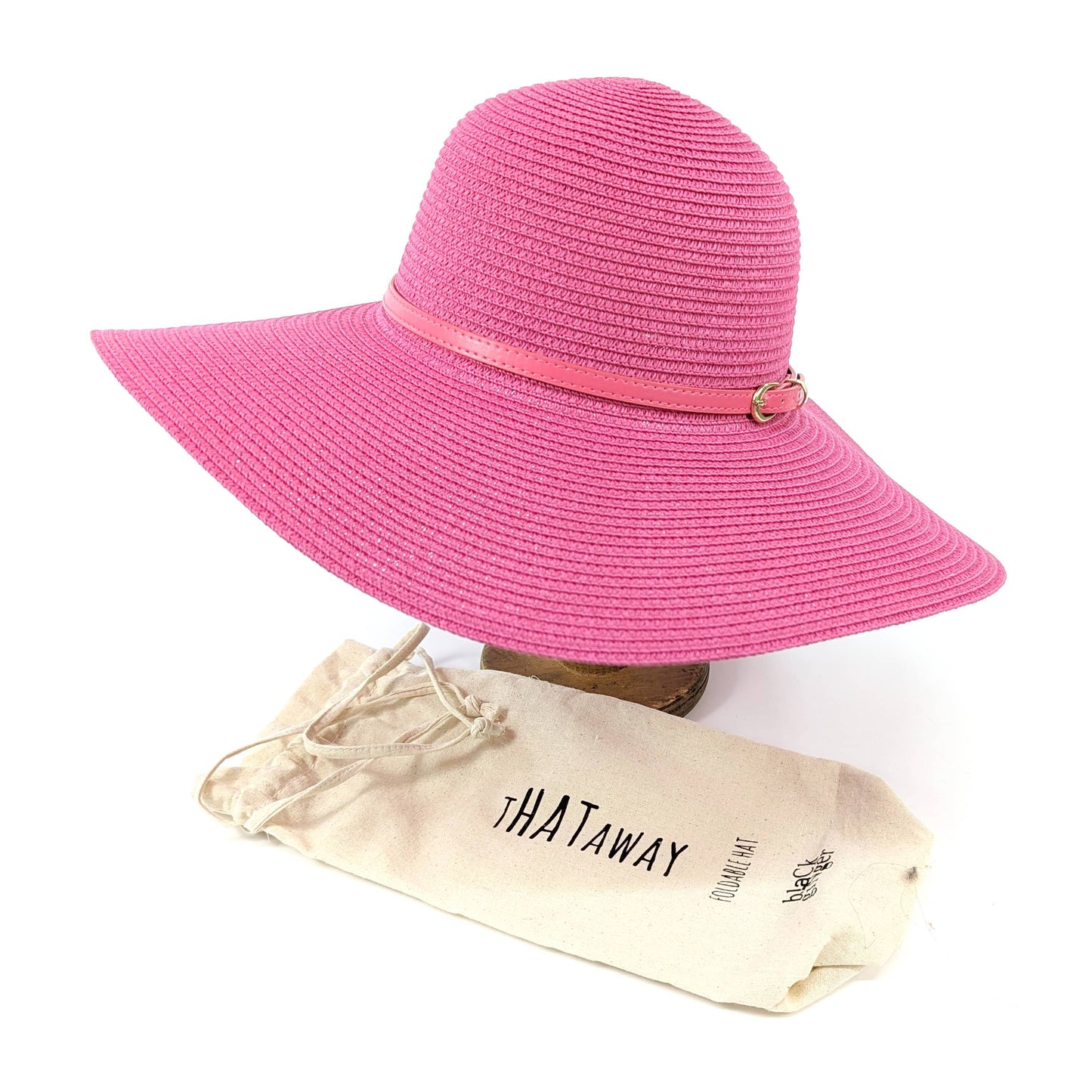 Black Ginger - Bright and Bold Wide Brim Foldable Hat - Fuchsia