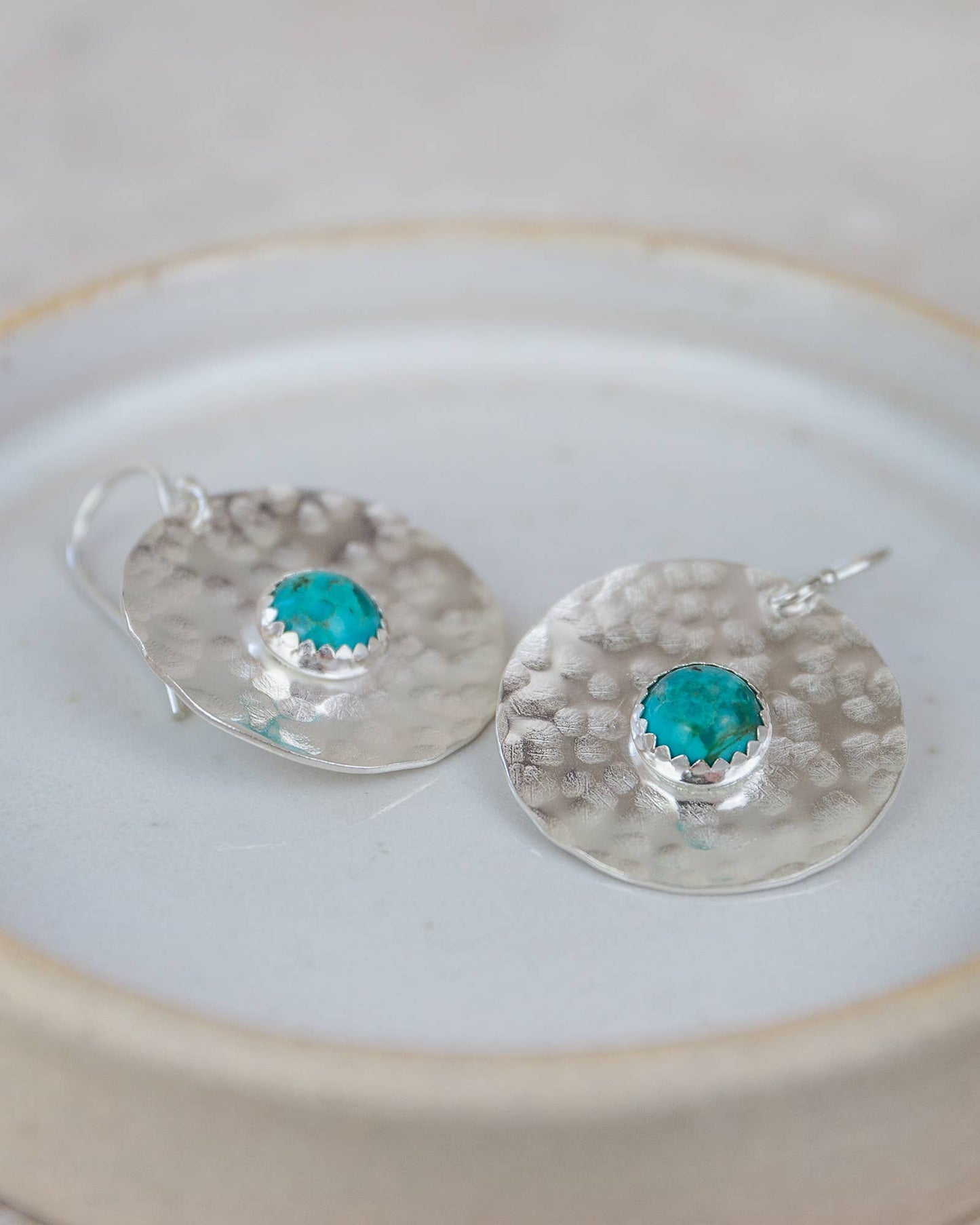 Lucy Kemp Jewellery - Sterling Silver Shield Turquoise Earrings