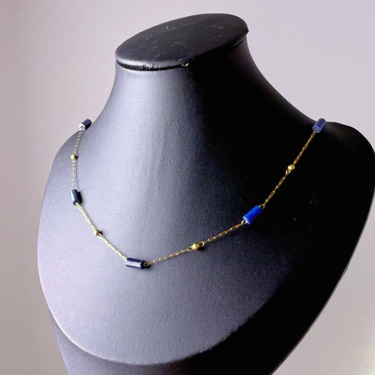 Ninaouity - Handmade Lapis Lazuli Tube Crystal Necklace