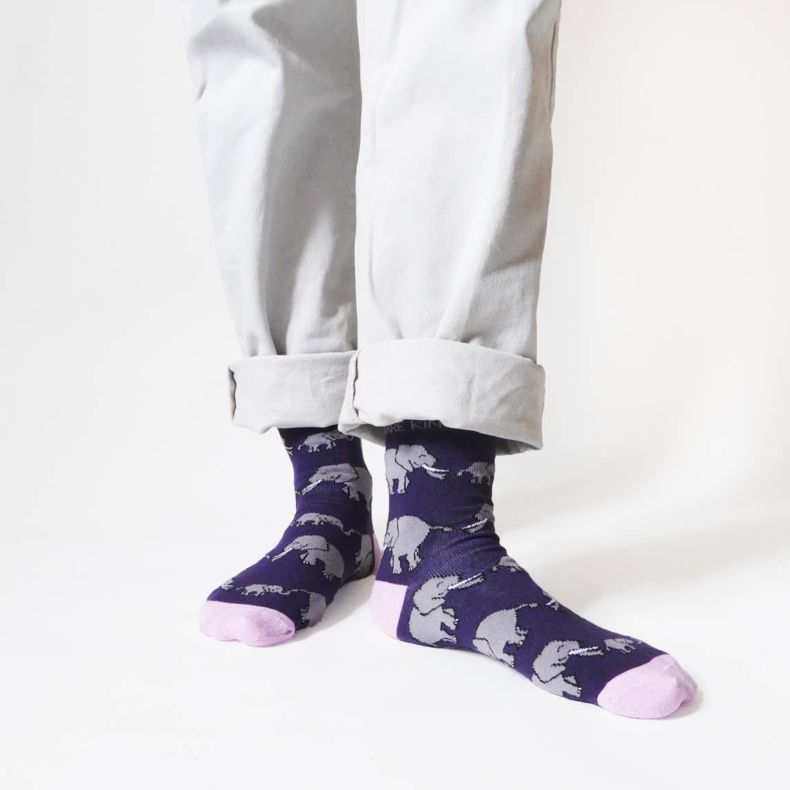 Bare Kind - Elephant Socks | Bamboo Socks | Purple Socks: UK Adult 7-11 / Single Pair / Elephants