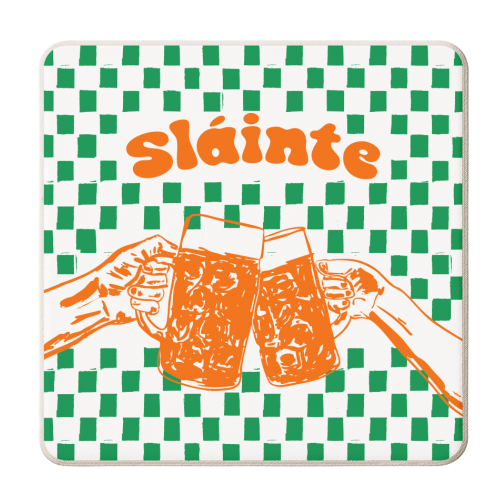 Art Wow - Coasters 'Sláinte Beer Retro Checkered Irish Pub' by EZbie