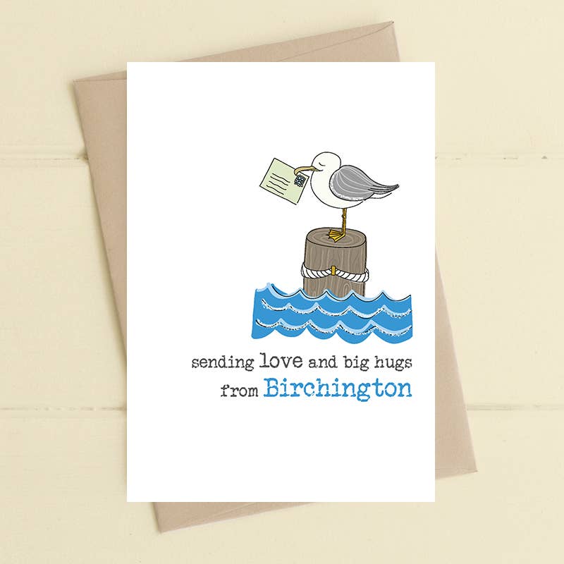 Personalised Seagull -Sending Love And Hugs - Greetings Card
