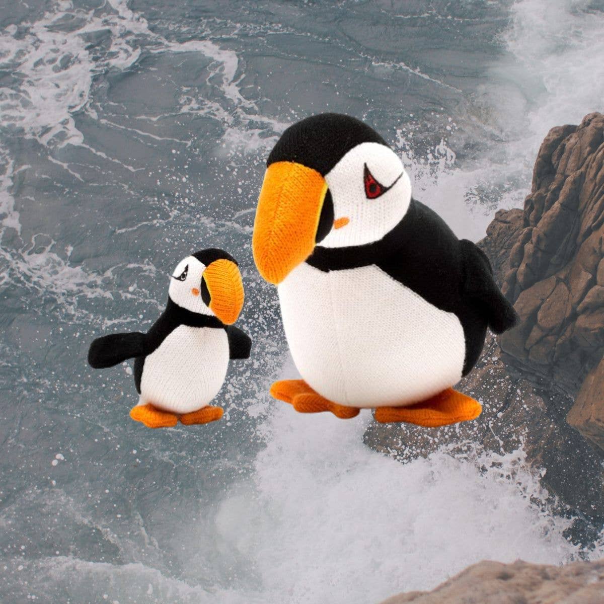 Puffin Soft Toy, Knitted Cuddly Seabird Toy