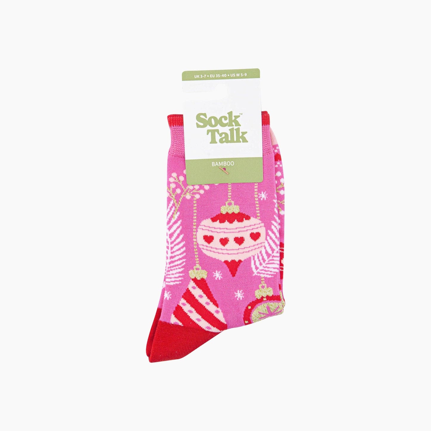 Christmas Baubles Women's Bamboo Socks in Hot Pink