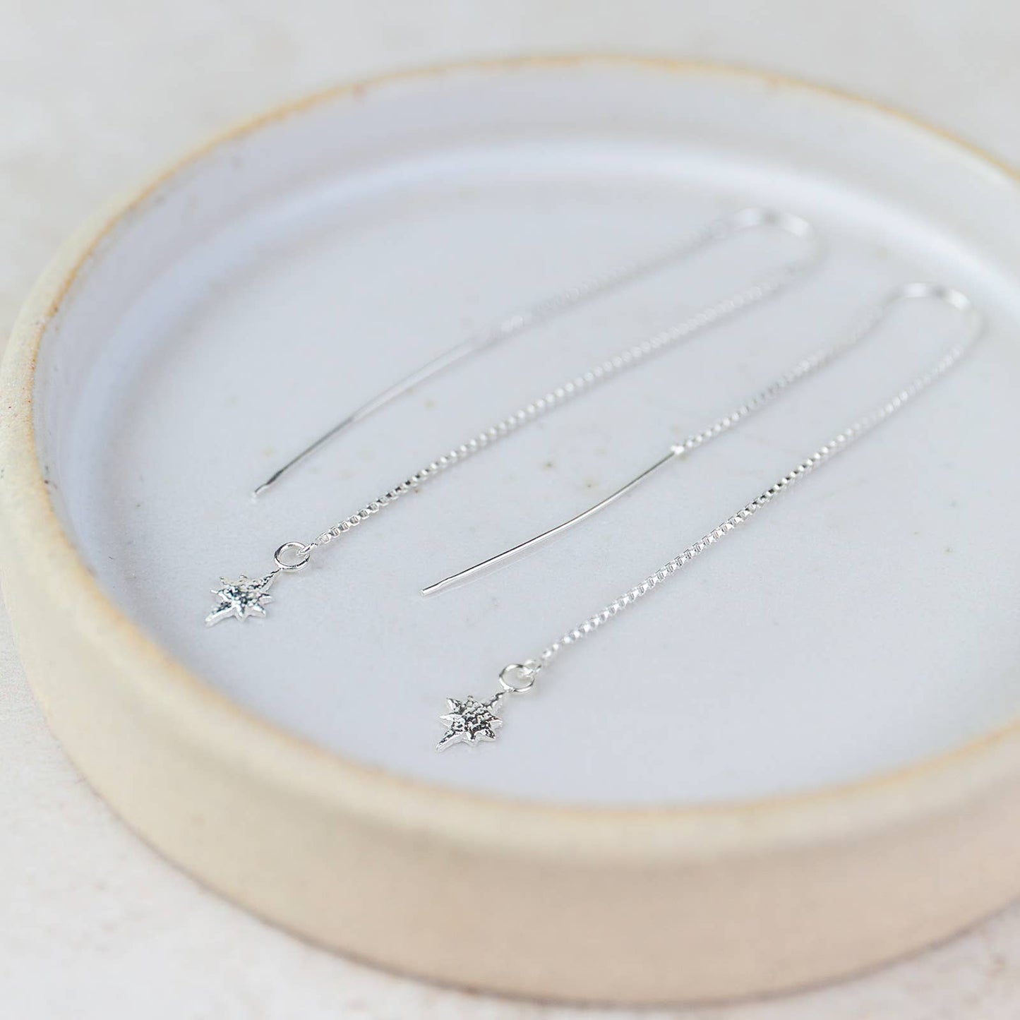 Lucy Kemp - Sterling Silver Starburst Threader Earrings