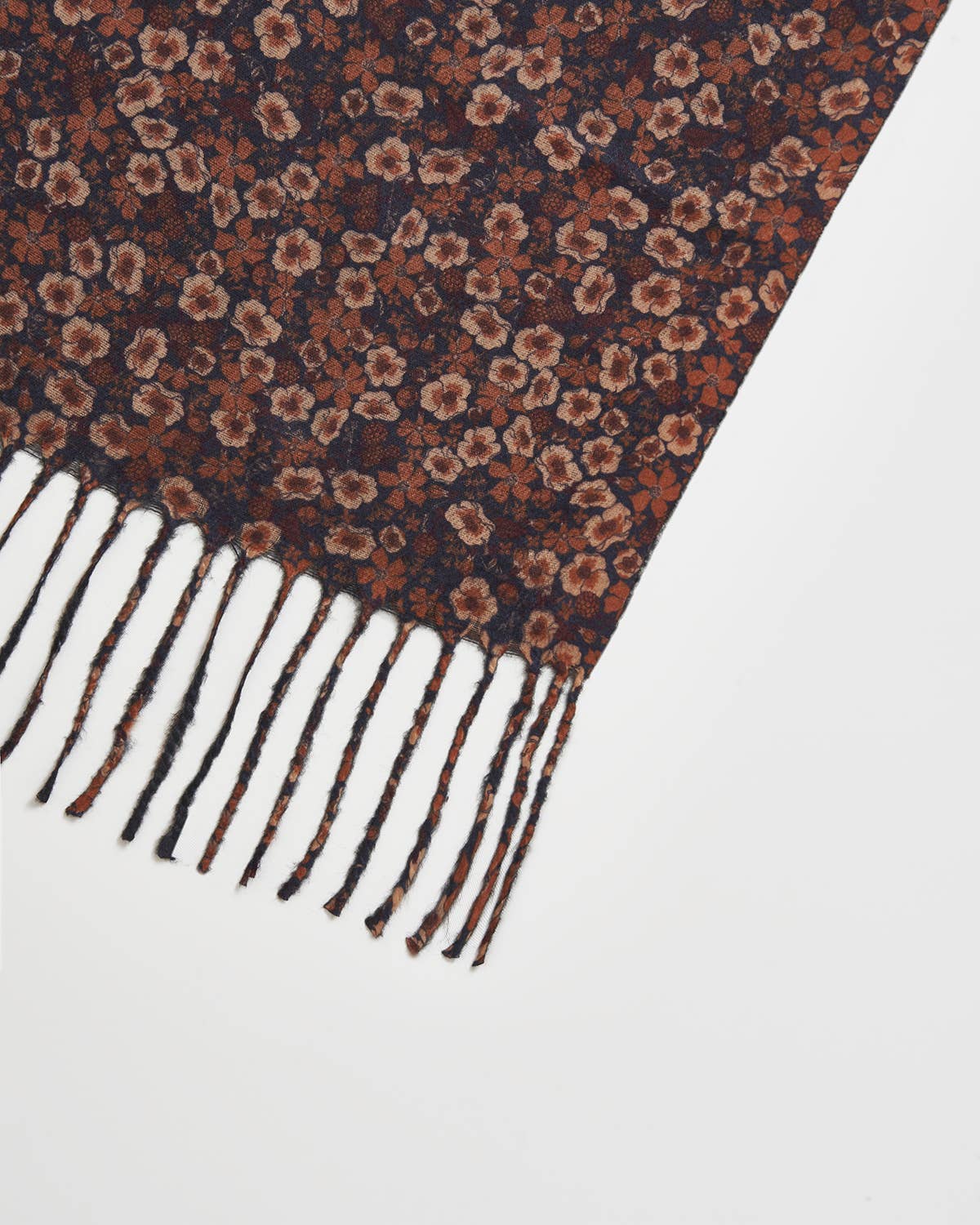 FABLE Deco Blooms Ditsy Black Scarf with Tassels