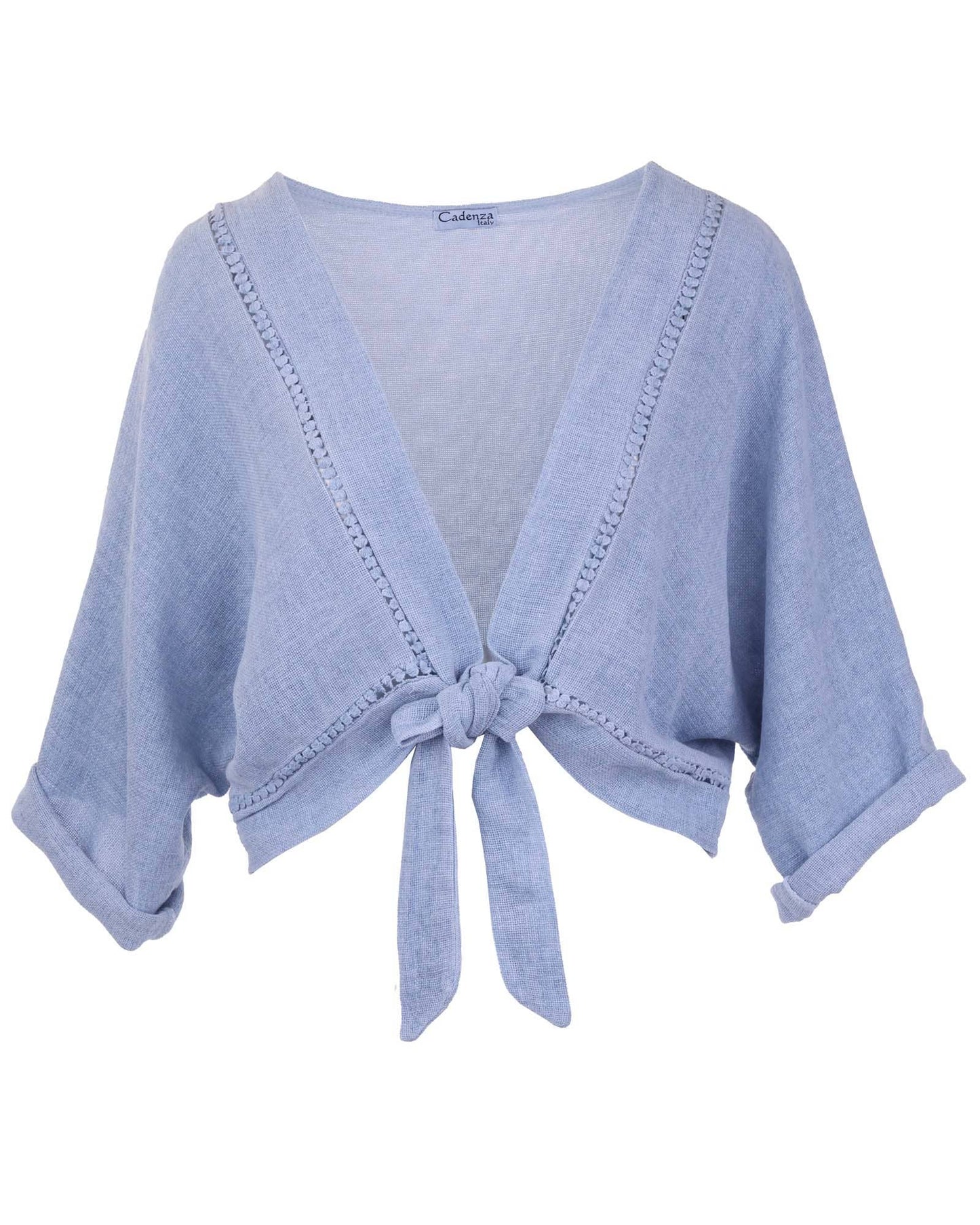 Cadenza Italy Ltd - Linen and Cotton Blend Tie Front Jacket