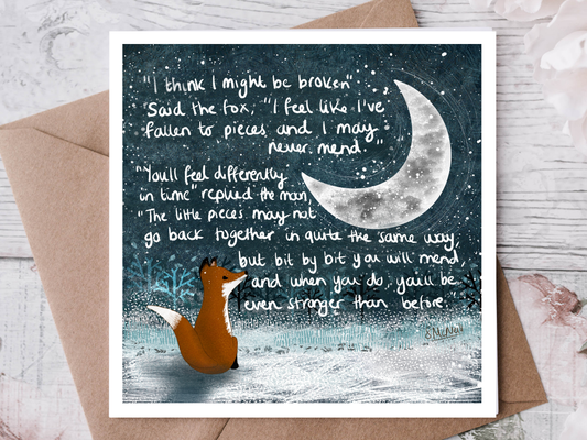 'Broken' - Greeting Card by Fox Under The Moon