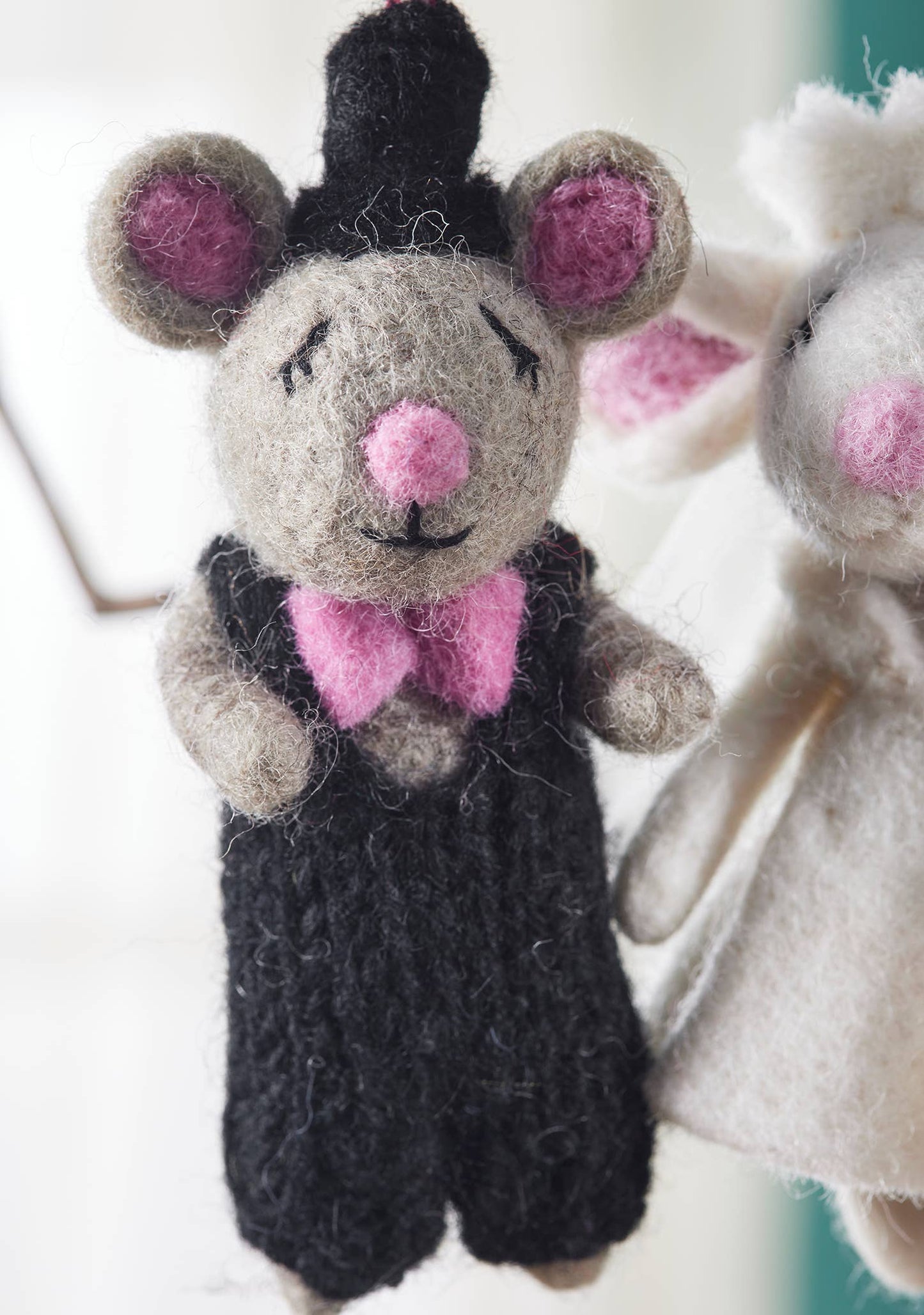 Namaste - Felt Wedding Mice Decorations - bride and groom