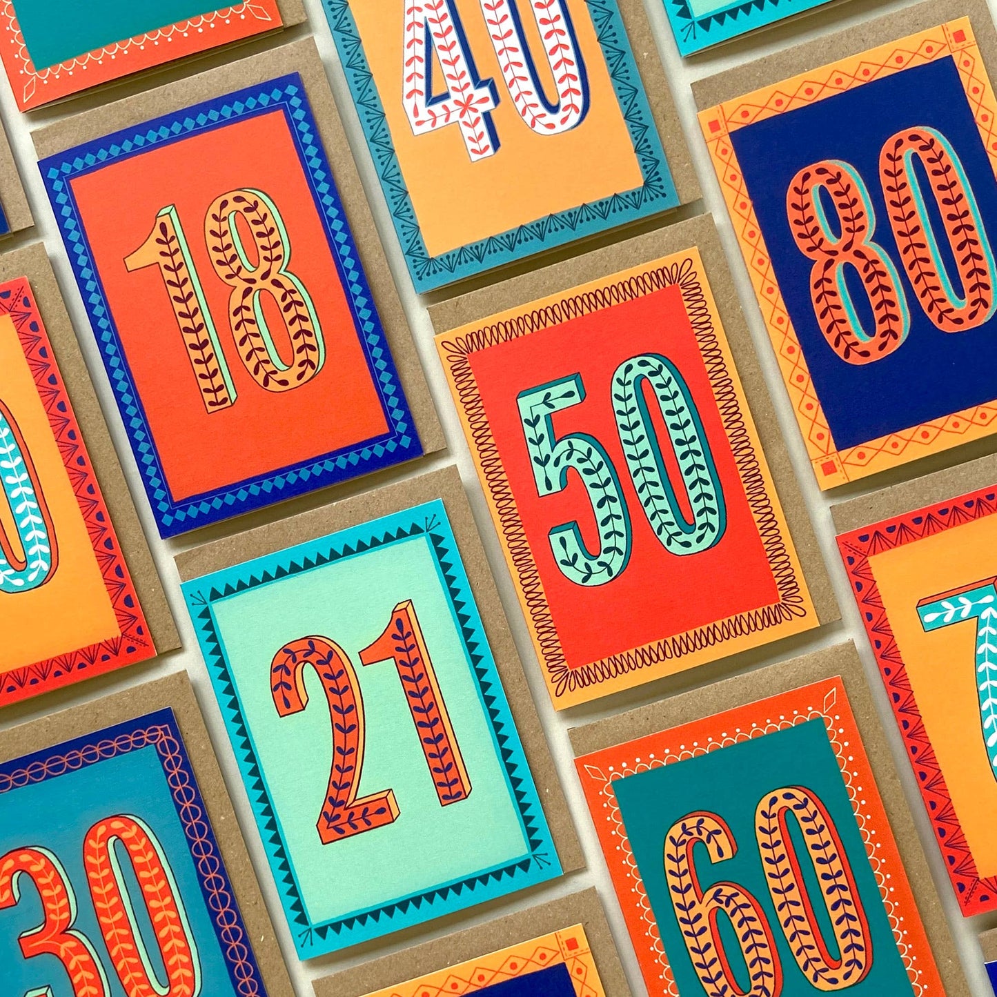 Maggiemagoo Designs Greetings Card - Happy 21st Birthday - Blue & Mint Green