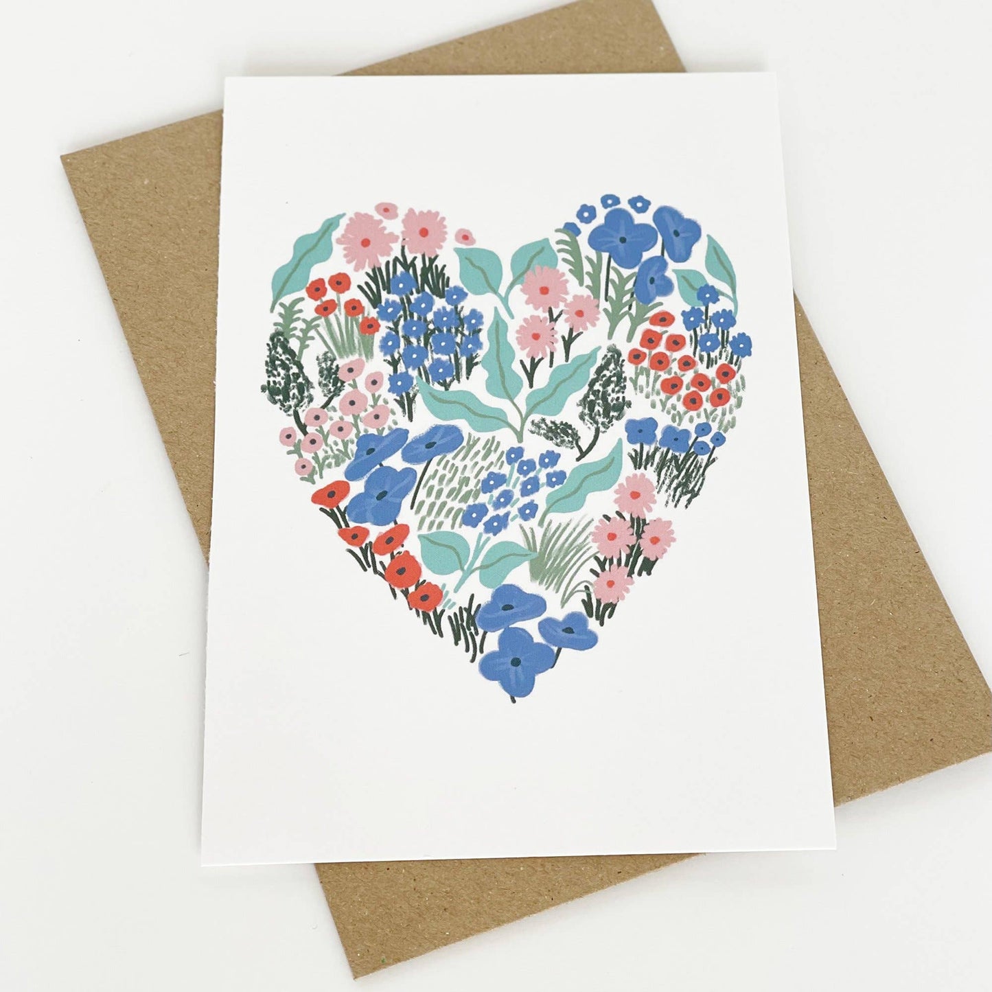 Lomond Paper Co - Blue Floral Heart Card