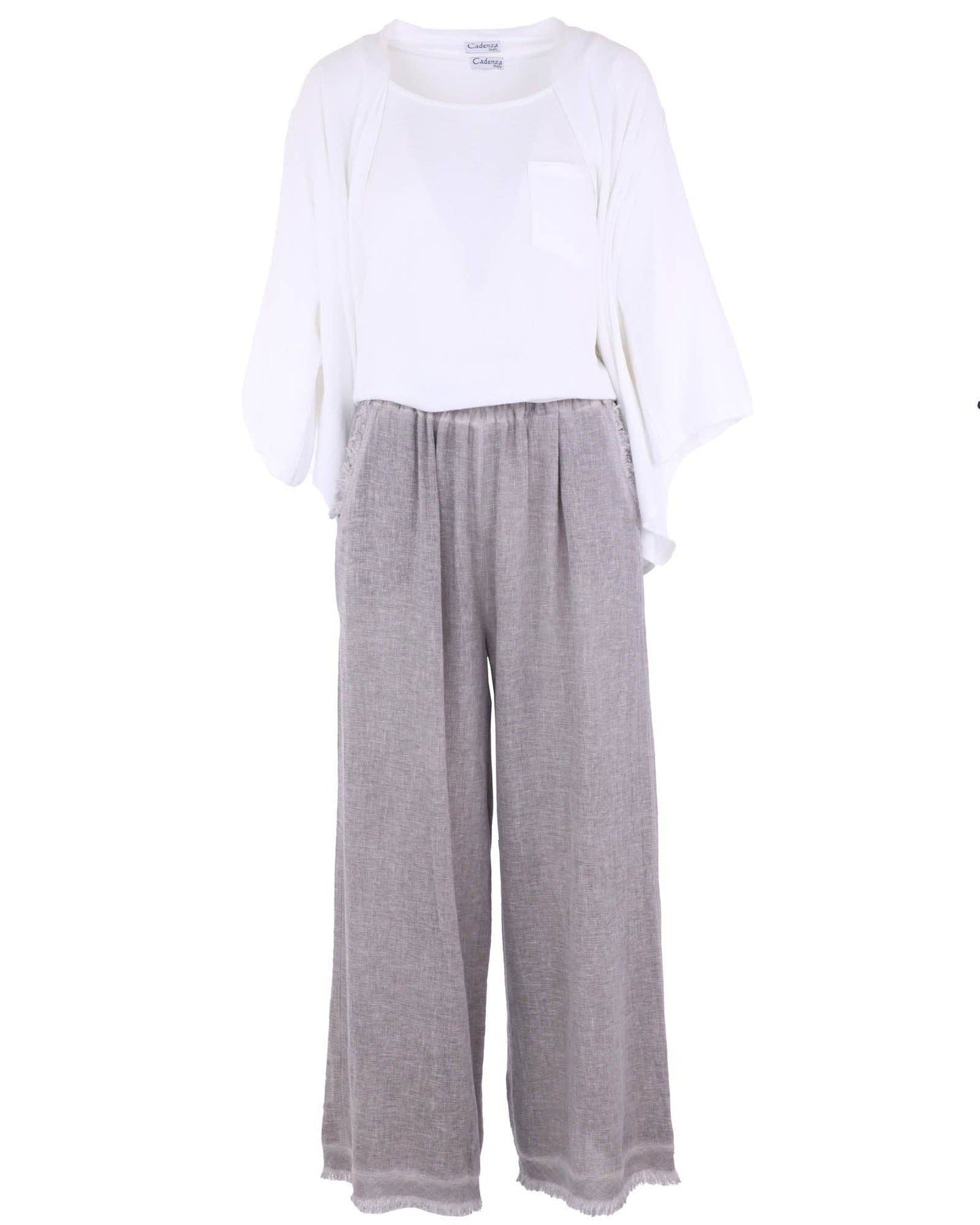 Cadenza Linen and Cotton Blend Trousers: One Size